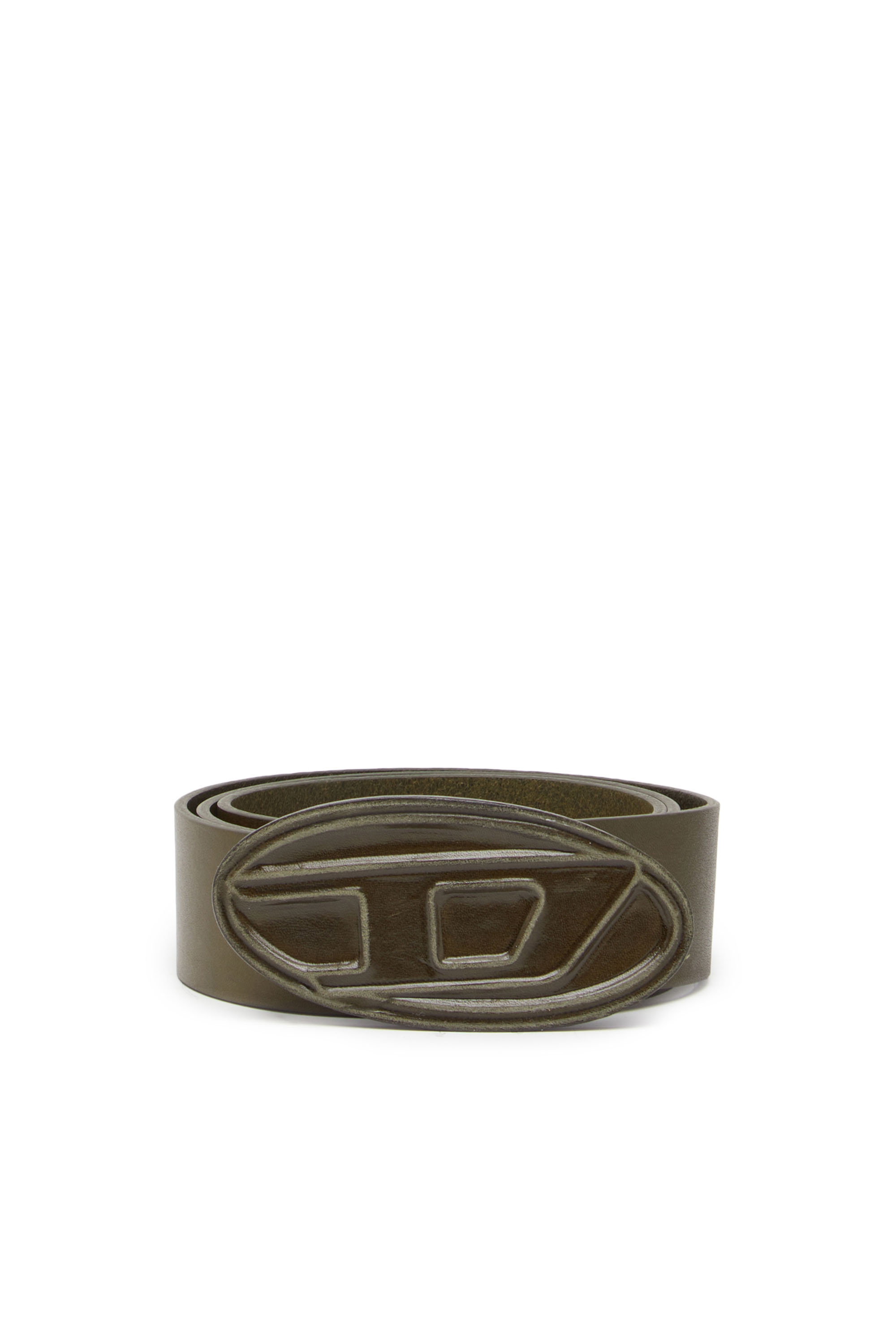 Diesel - Leather belt with leather 'D' buckle - Belts - Man - Green