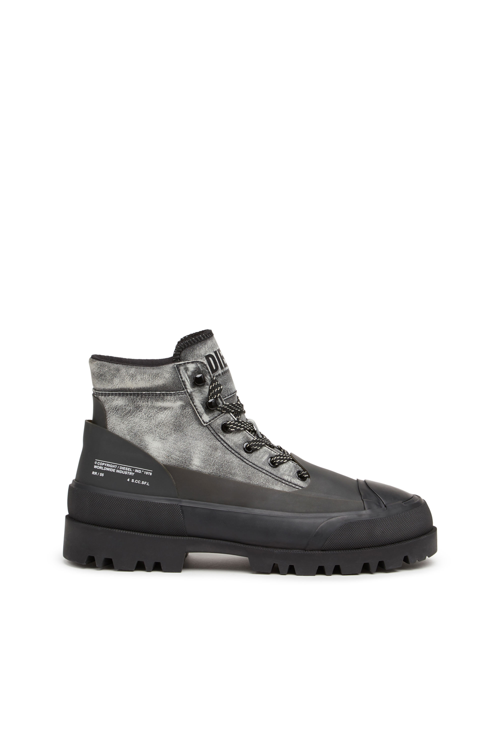 Diesel - D-Hiko BT X - Treated leather boots with rubber overlay - Boots - Unisex - Black