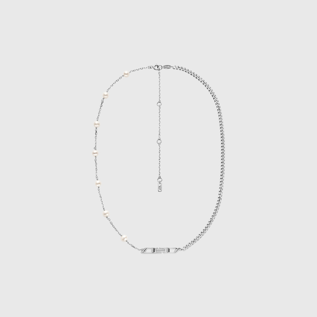 Diesel - Collier chaîne en argent sterling et perles - Colliers et chaînes - Mixte - Gris argenté