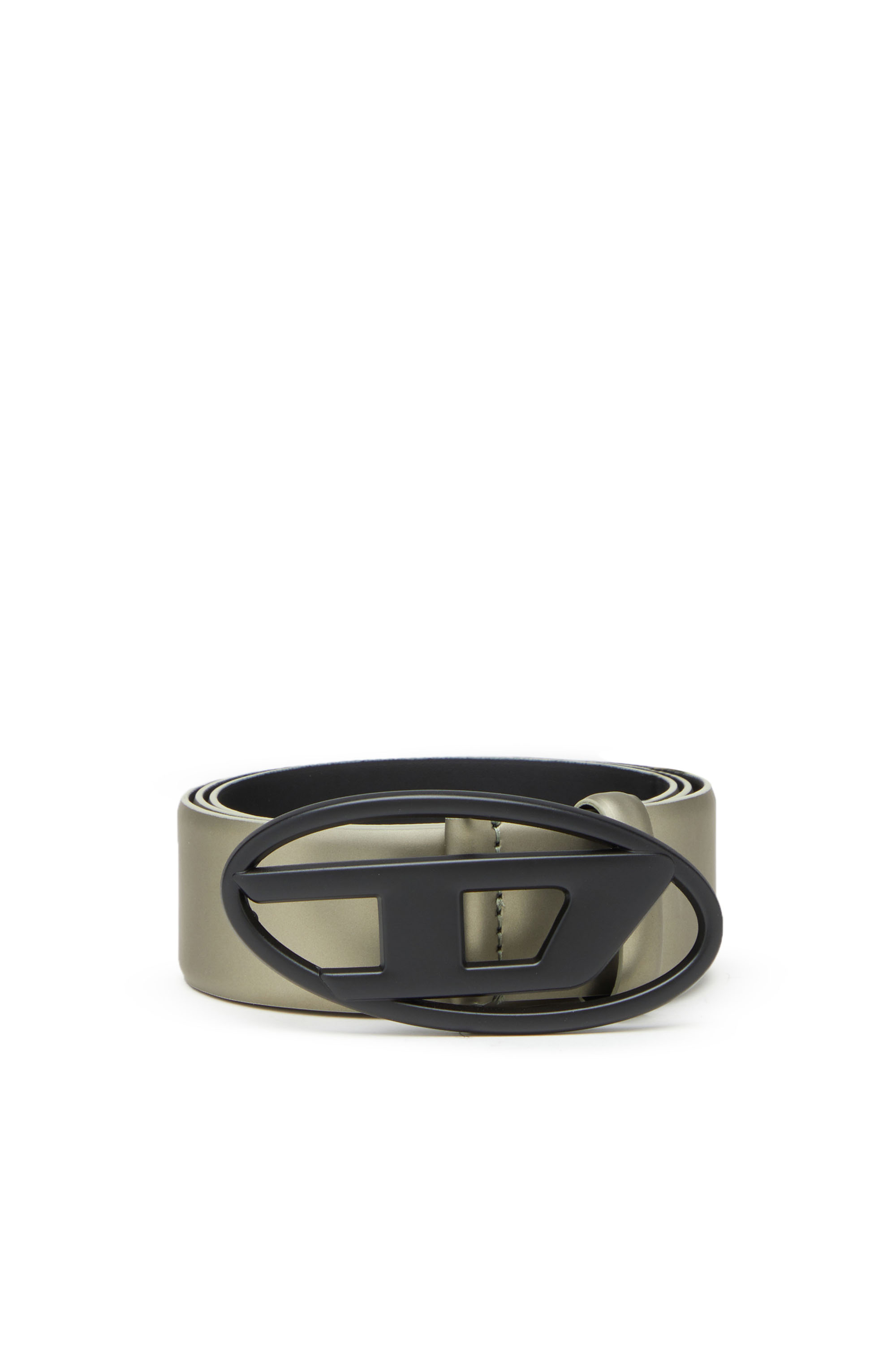 Diesel - Padded leather belt with oval D buckle - Belts - Unisex - Beige