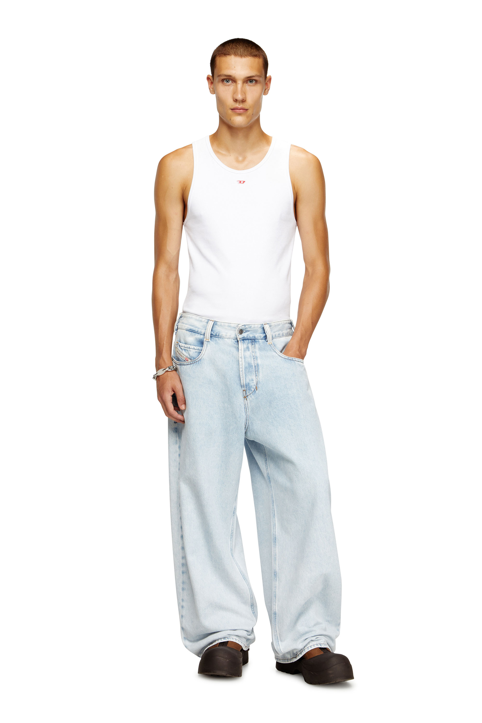 Diesel - T-LIFTY-D, Man's Tank top with mini D logo patch in White - 2