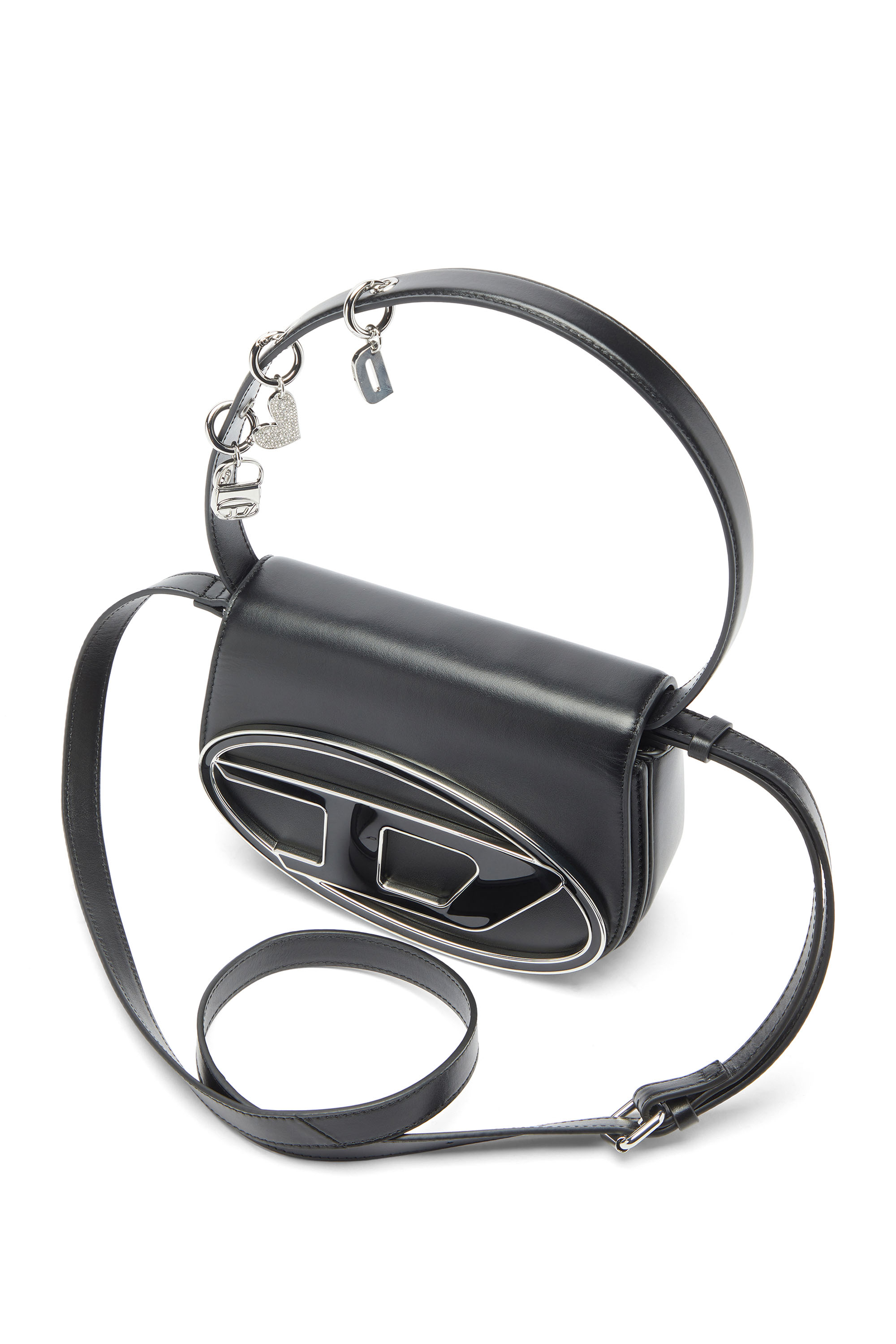 Diesel - 1DR, Woman's 1DR -Iconic shoulder bag in leather with handle charms in Black - 5
