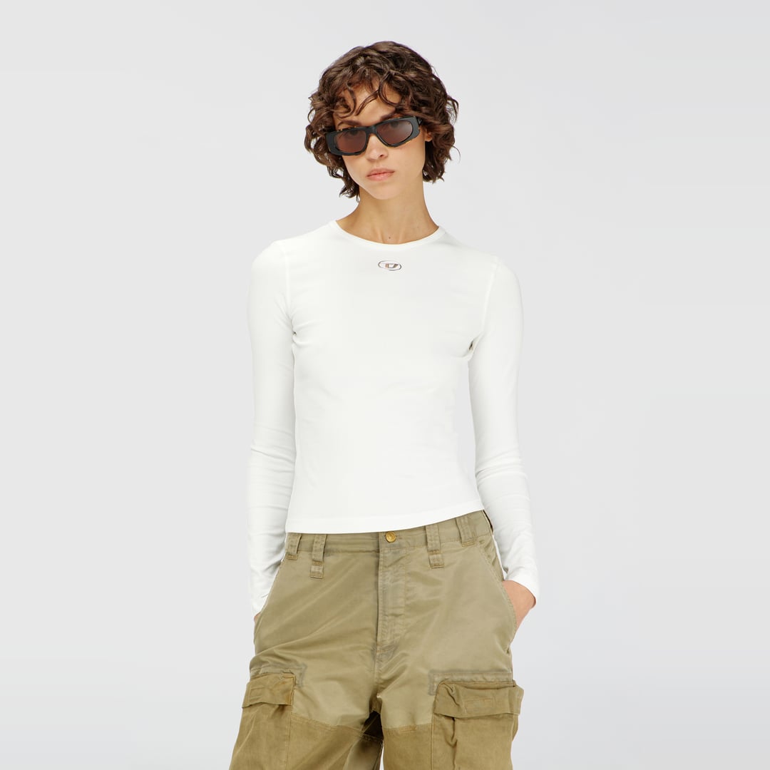 Diesel - Cotton sweater with Oval D logo - T-Shirts - Woman - White