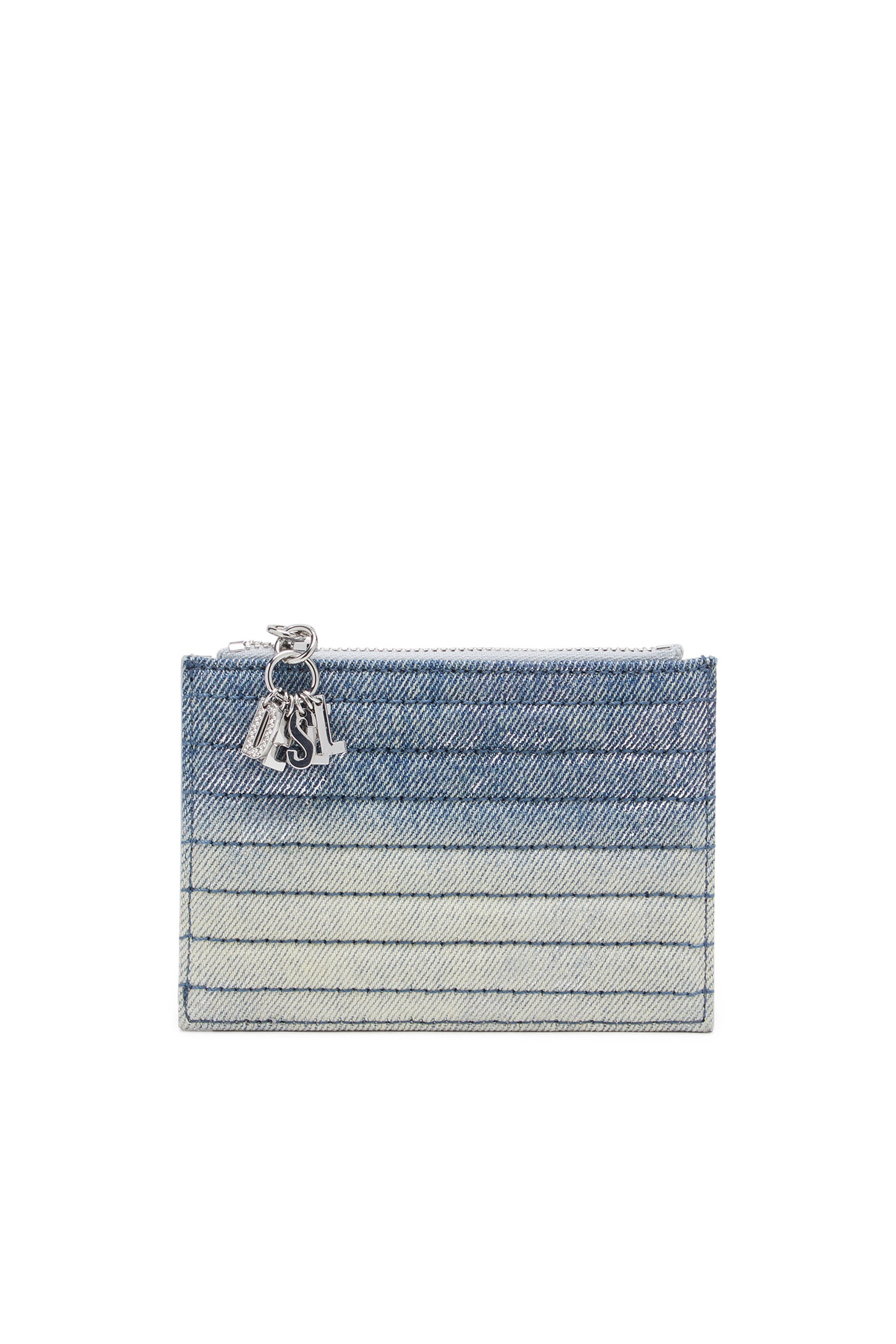 Diesel - Card holder in leather and quilted denim - Card cases - Woman - Blue