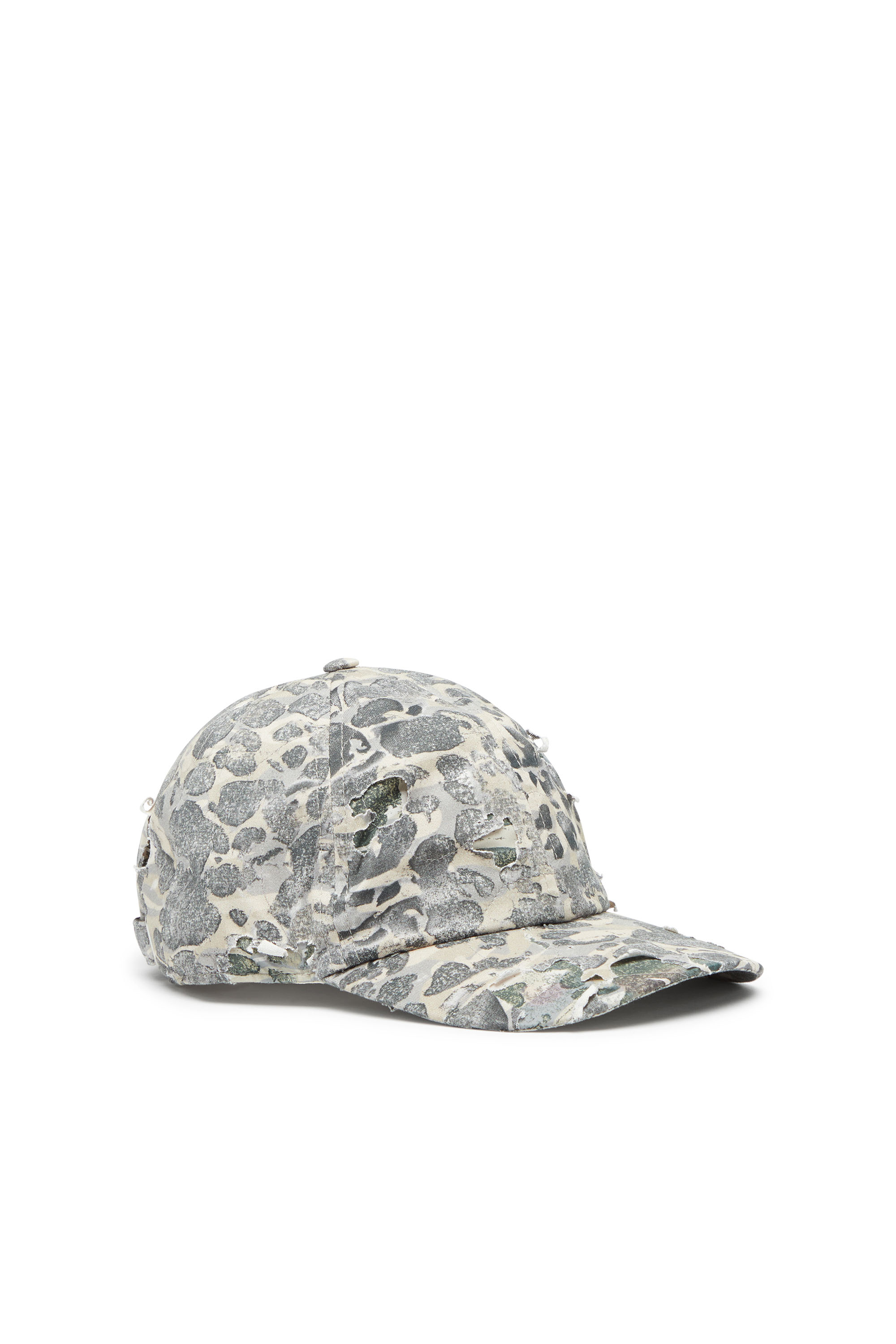 Shop Diesel Camo Baseball Cap With Destroyed Finish In Multicolor