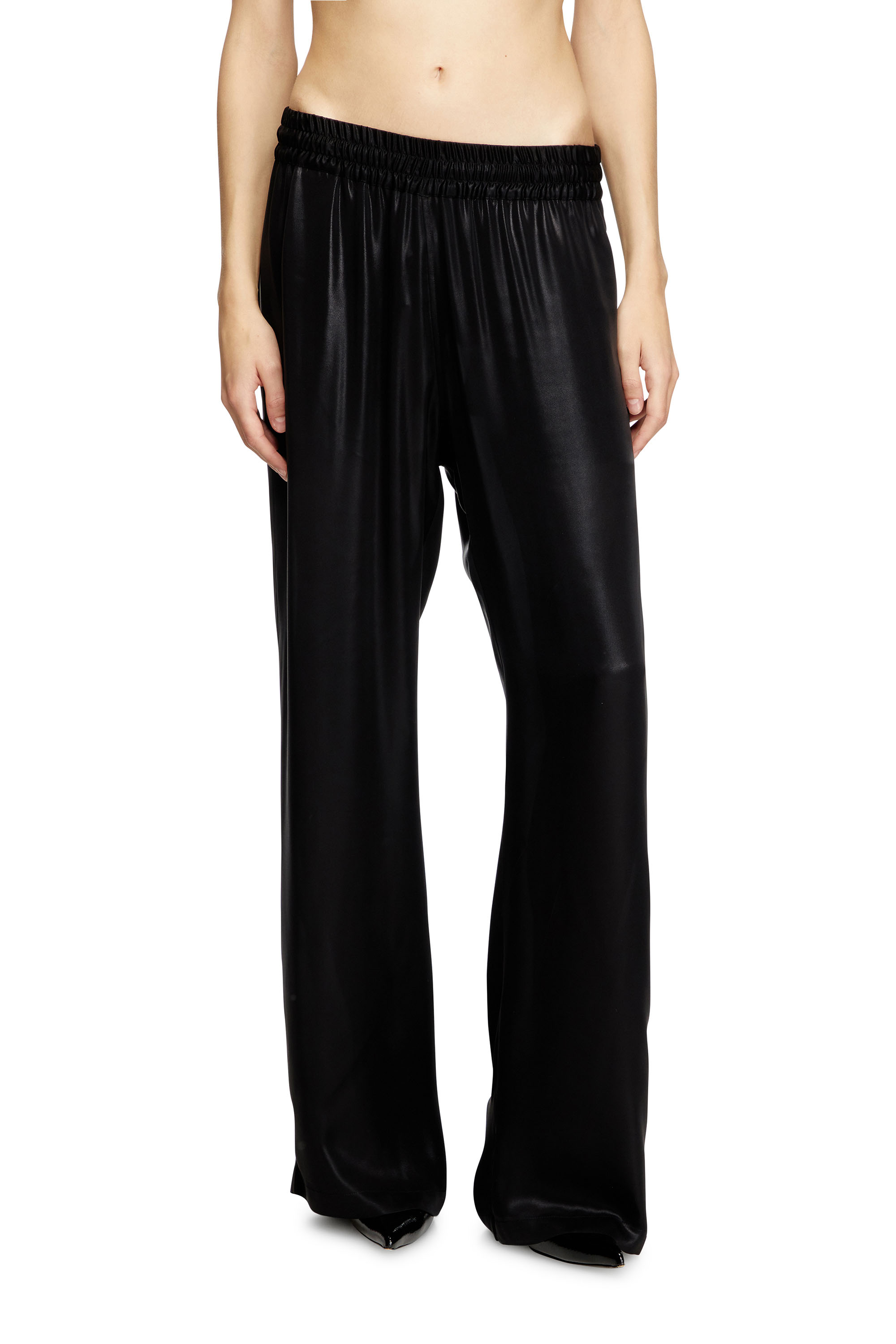 Diesel Damen Schwarz - Track-Hose Aus Satin - Hosen Größe 44