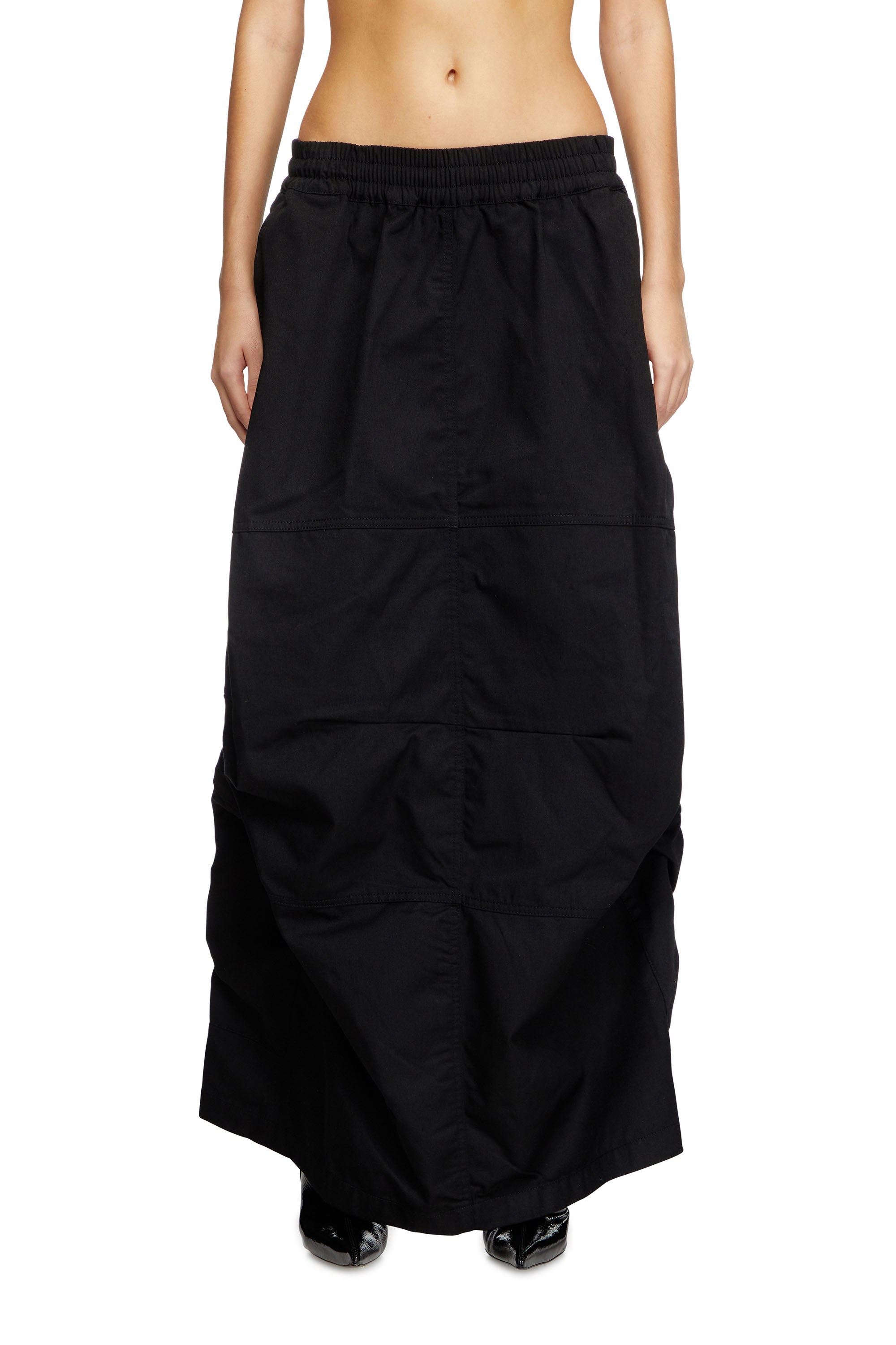 Diesel - Long cargo skirt in cotton twill - Skirts - Woman - Black