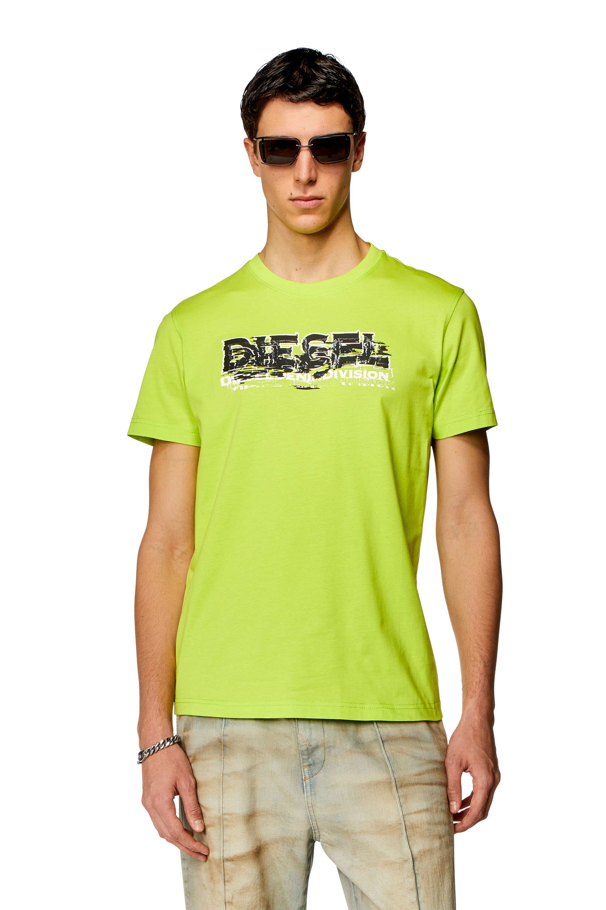 Diesel - Camiseta con logotipo de estilo glitch - Camisetas - Hombre - Verde