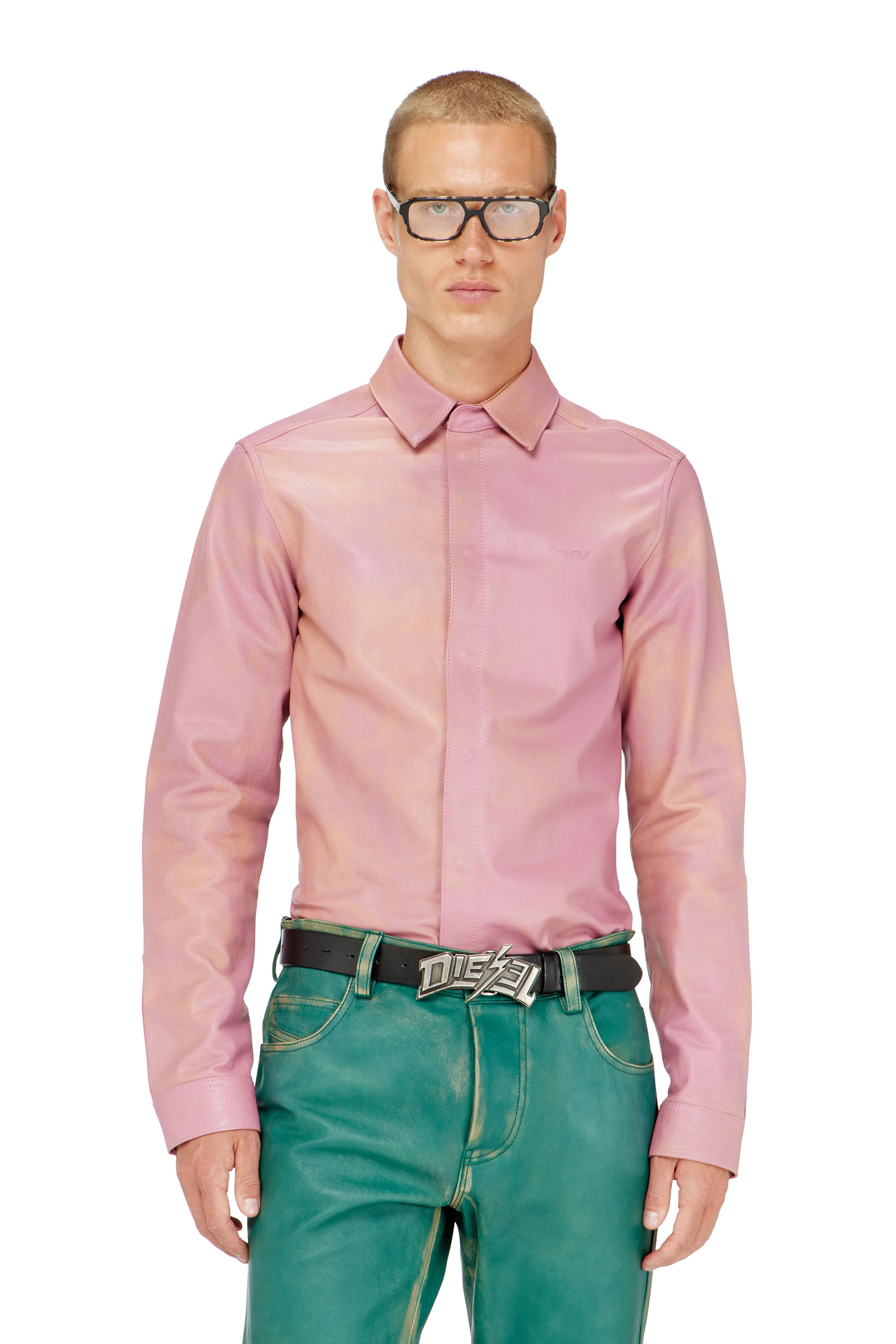Diesel - Shirt in treated leather - Shirts - Man - Pink