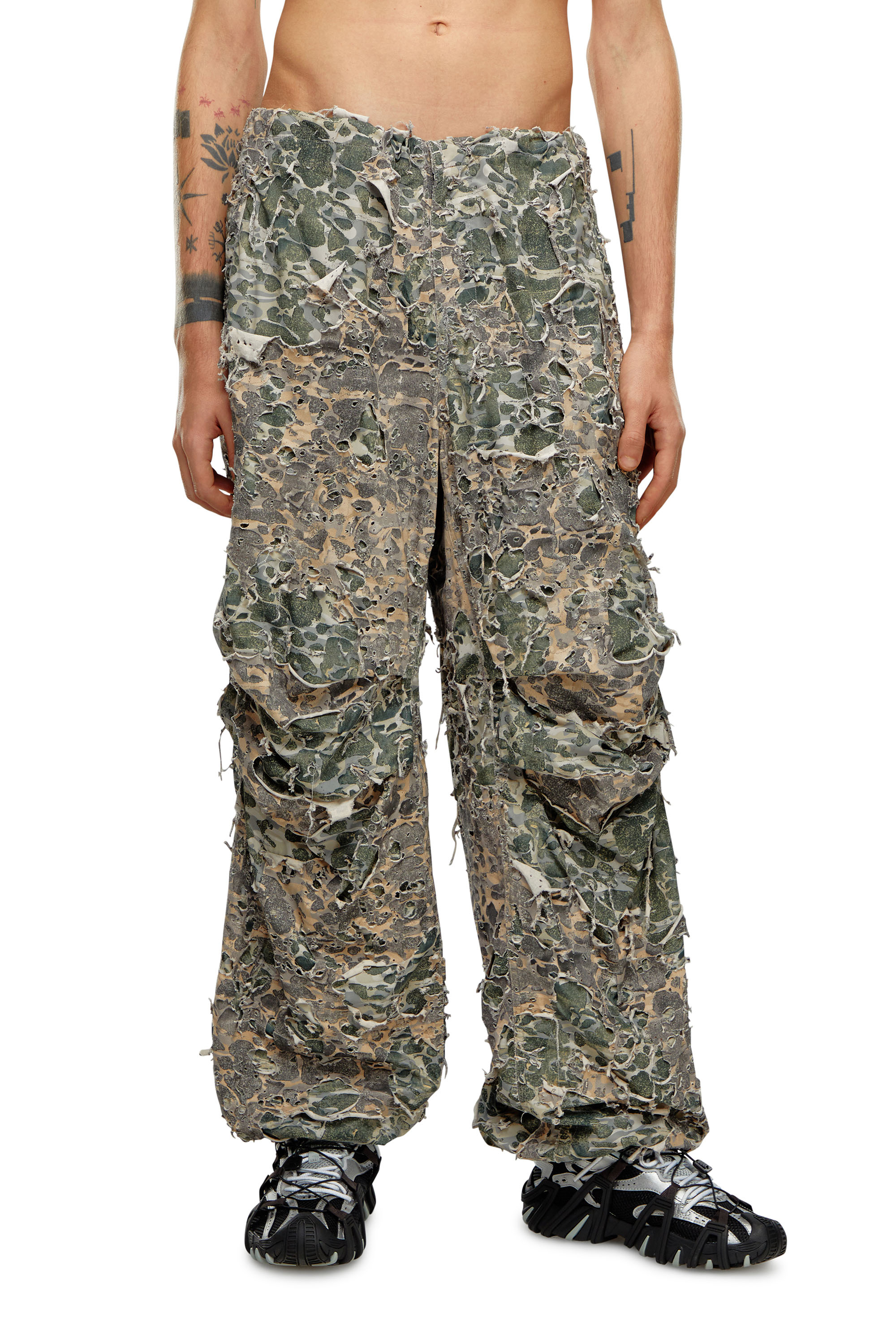 Diesel - Camo pants with destroyed finish - Pants - Man - Multicolor