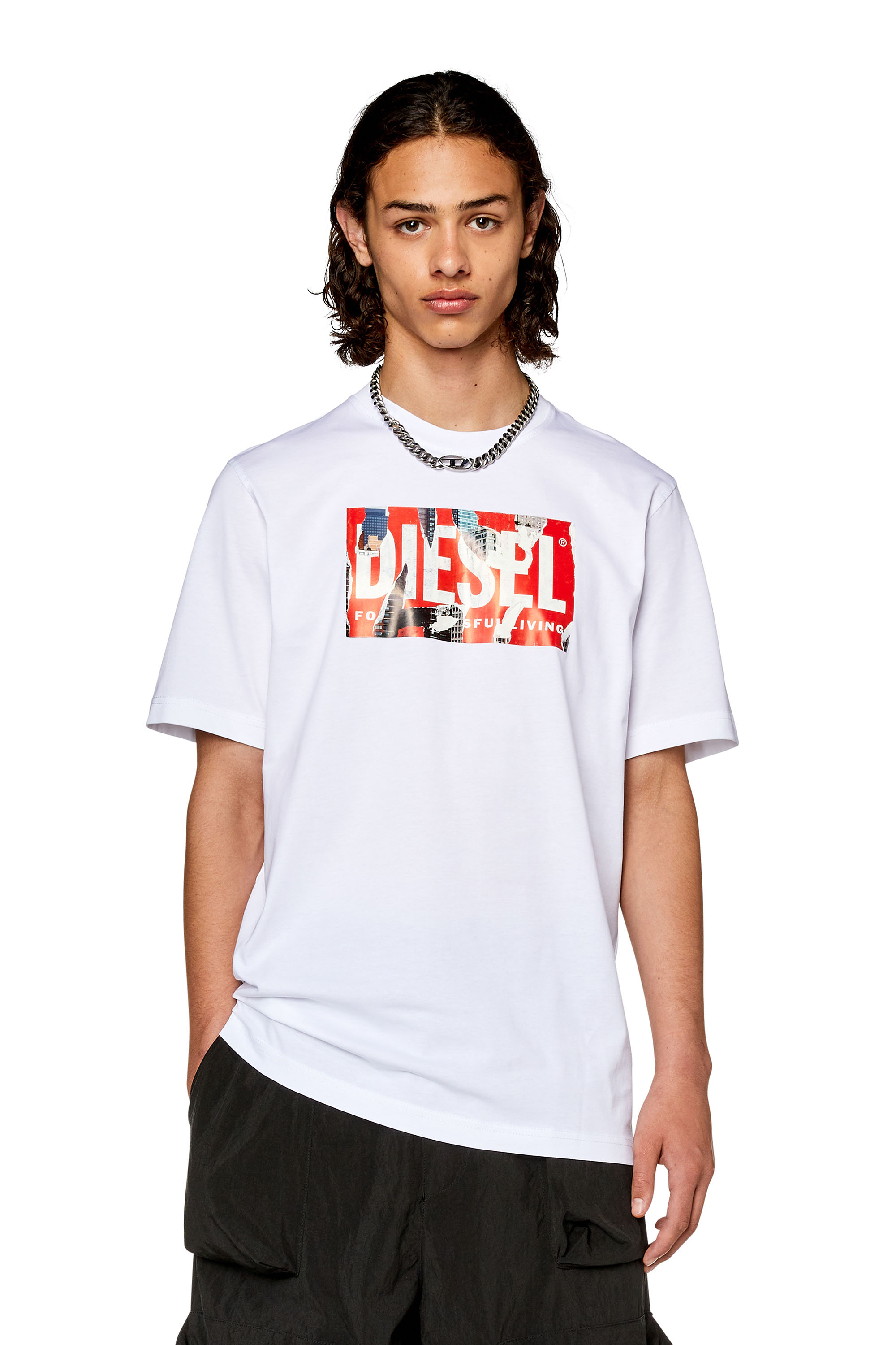 Diesel - T-shirt with peel-off print - T-Shirts - Man - White