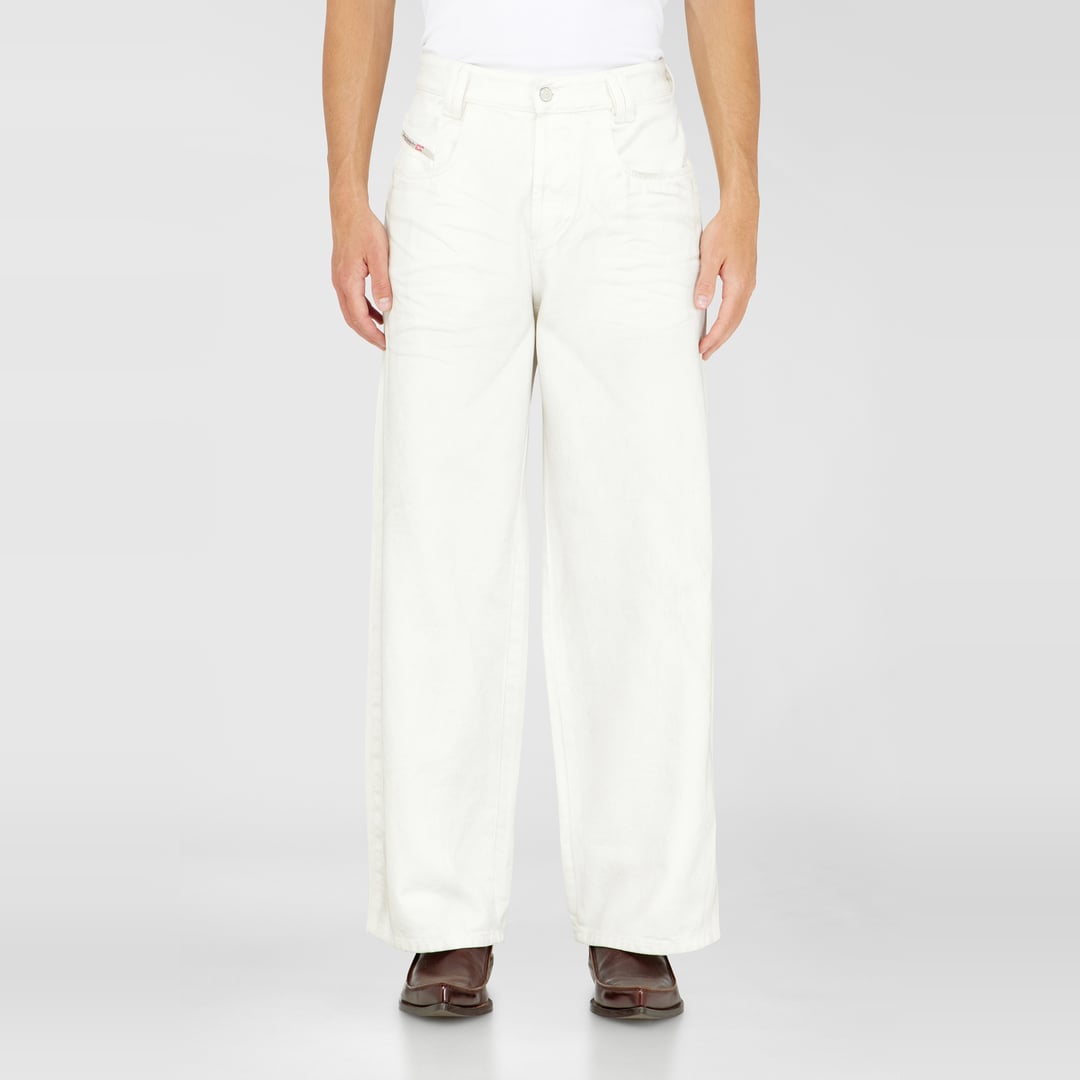 Diesel Jeans Relaxed Taille Haute 1982 D-Hakou, Blanc, Fermeture boutonnée
