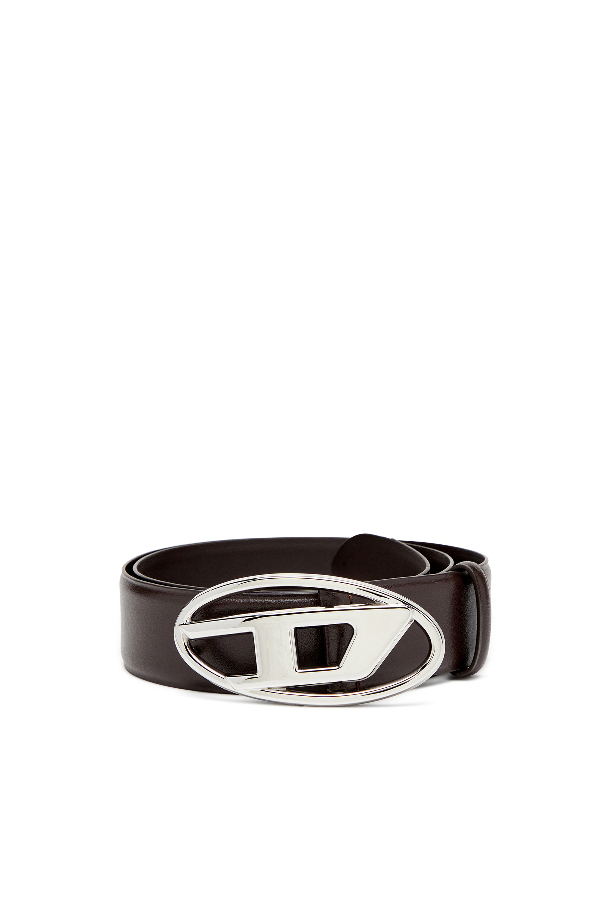 Diesel - Leather belt with Oval D buckle - Belts - Man - Brown