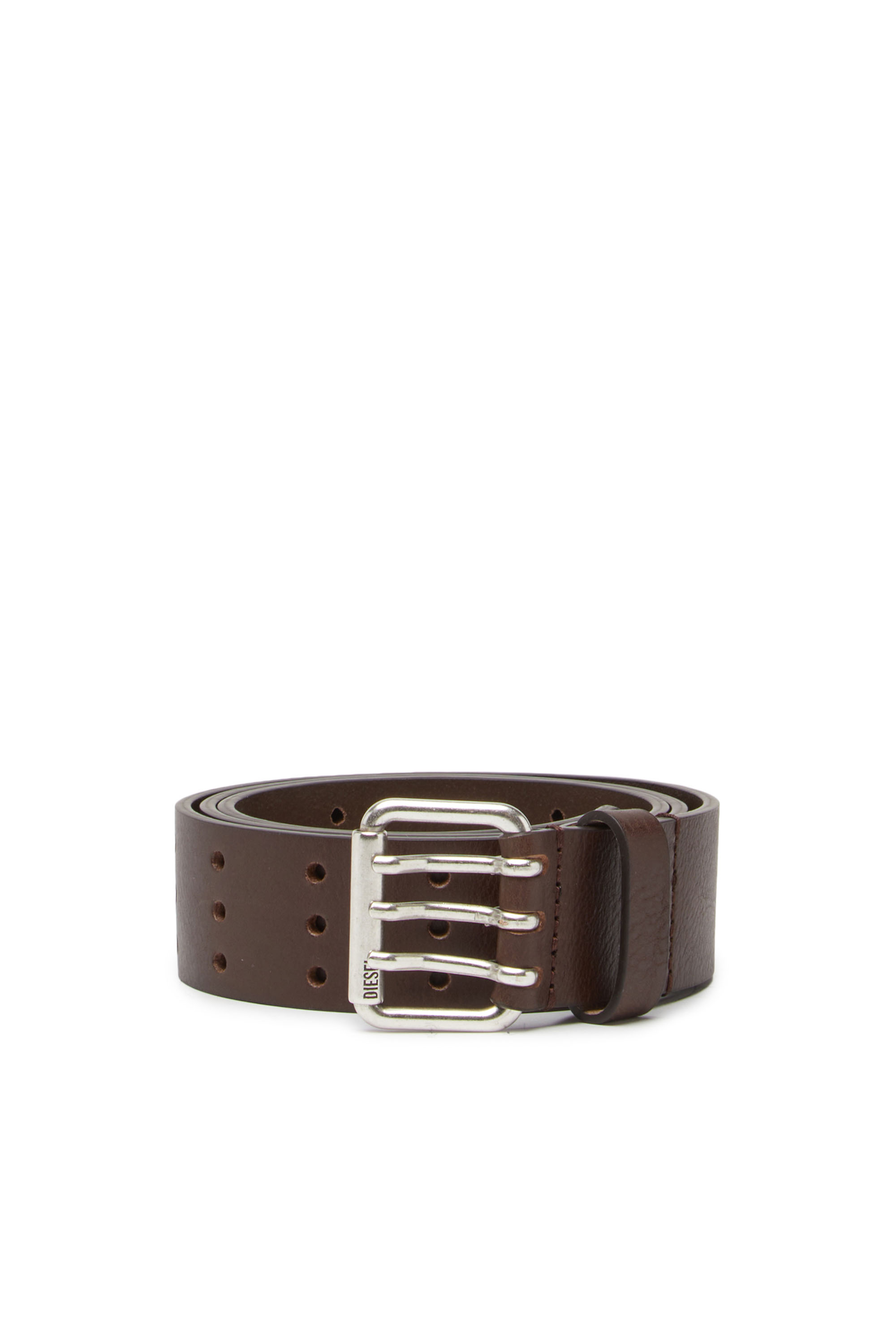 Diesel - Leather belt with triple-prong buckle - Belts - Man - Brown
