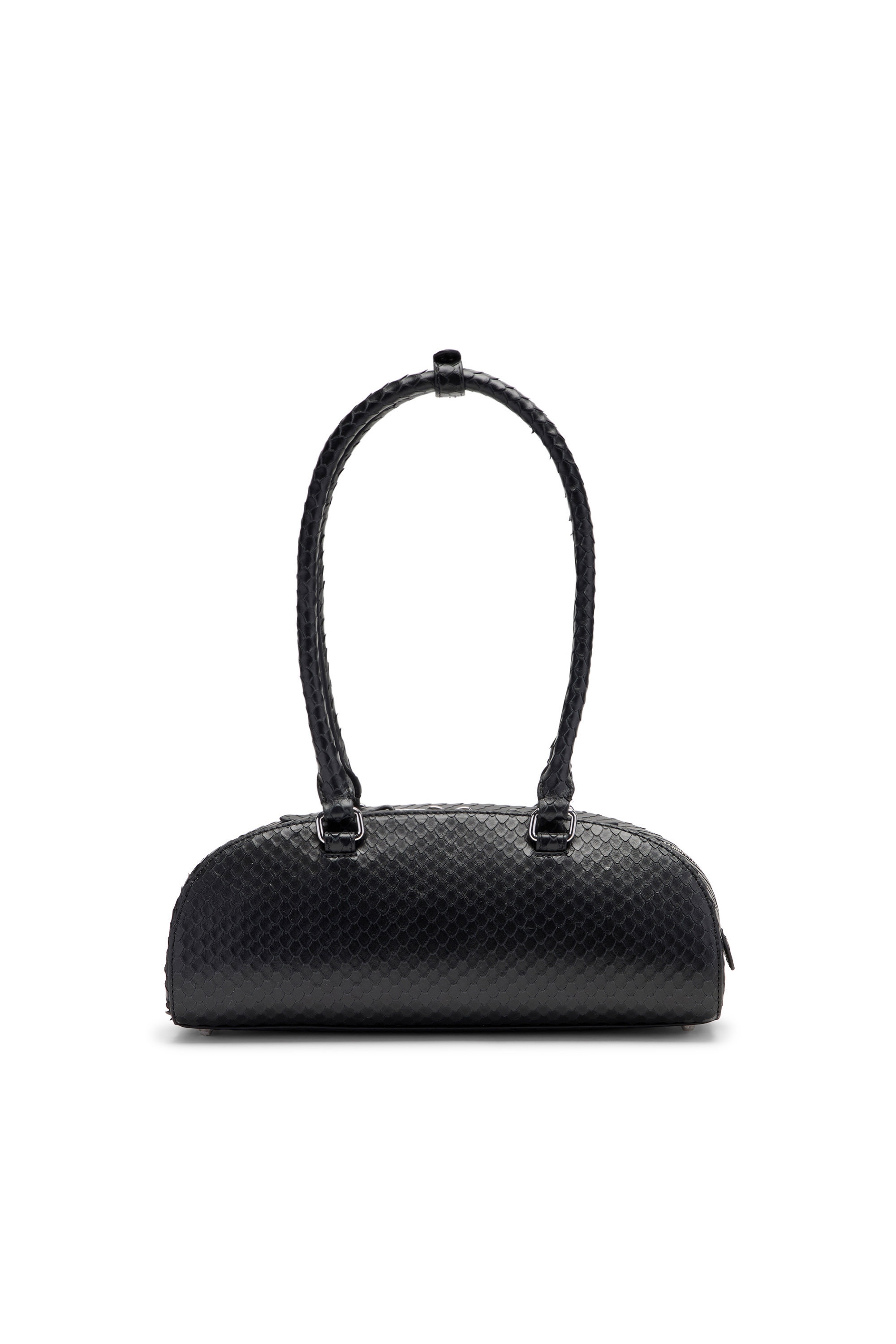 Diesel - 1DR DOME SHOULDER EW, Woman's 1DR Dome-Elongated bowling bag in snake-effect leather in Black - 3