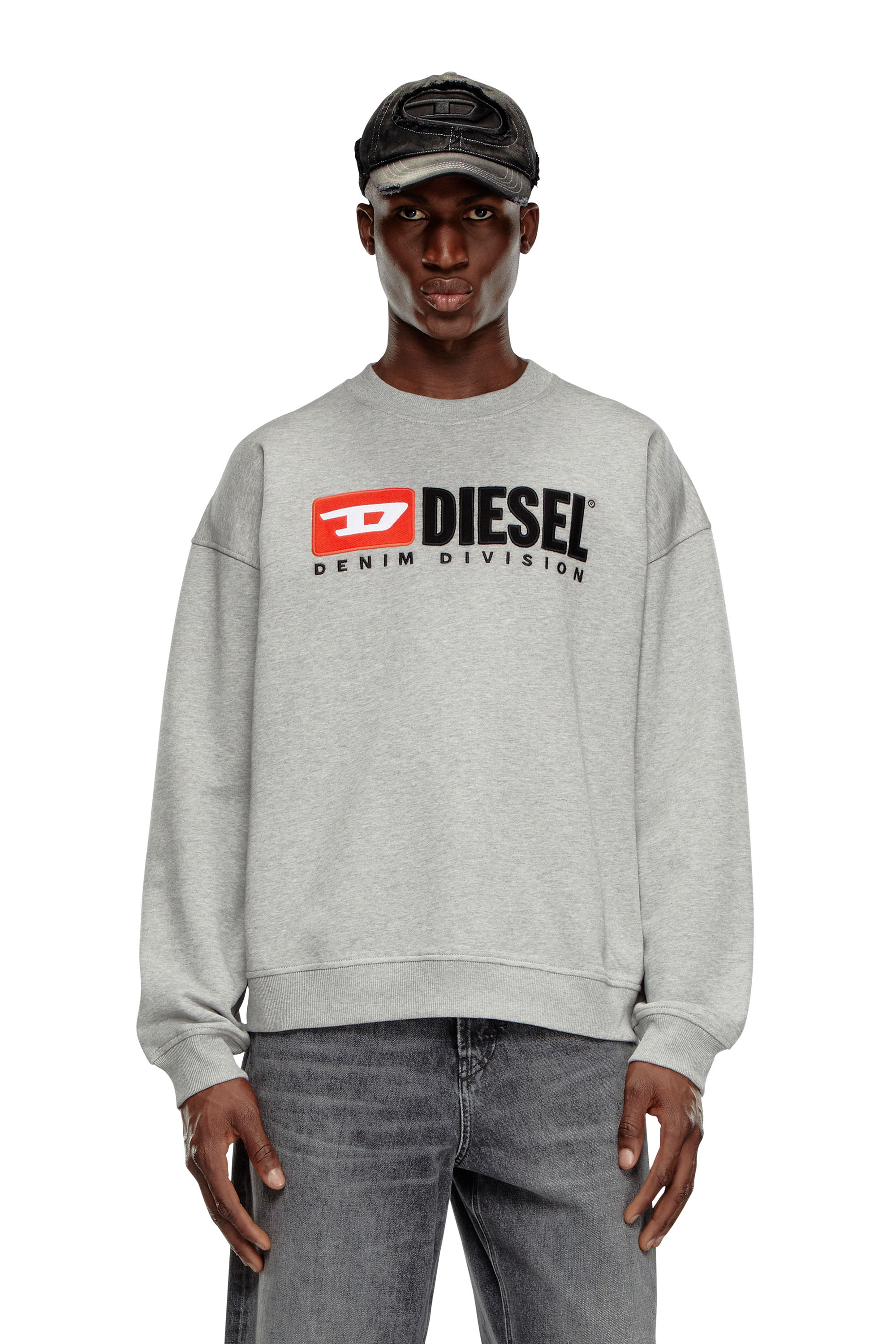 Shop Diesel Felpa Con Logo Denim Division In Grey