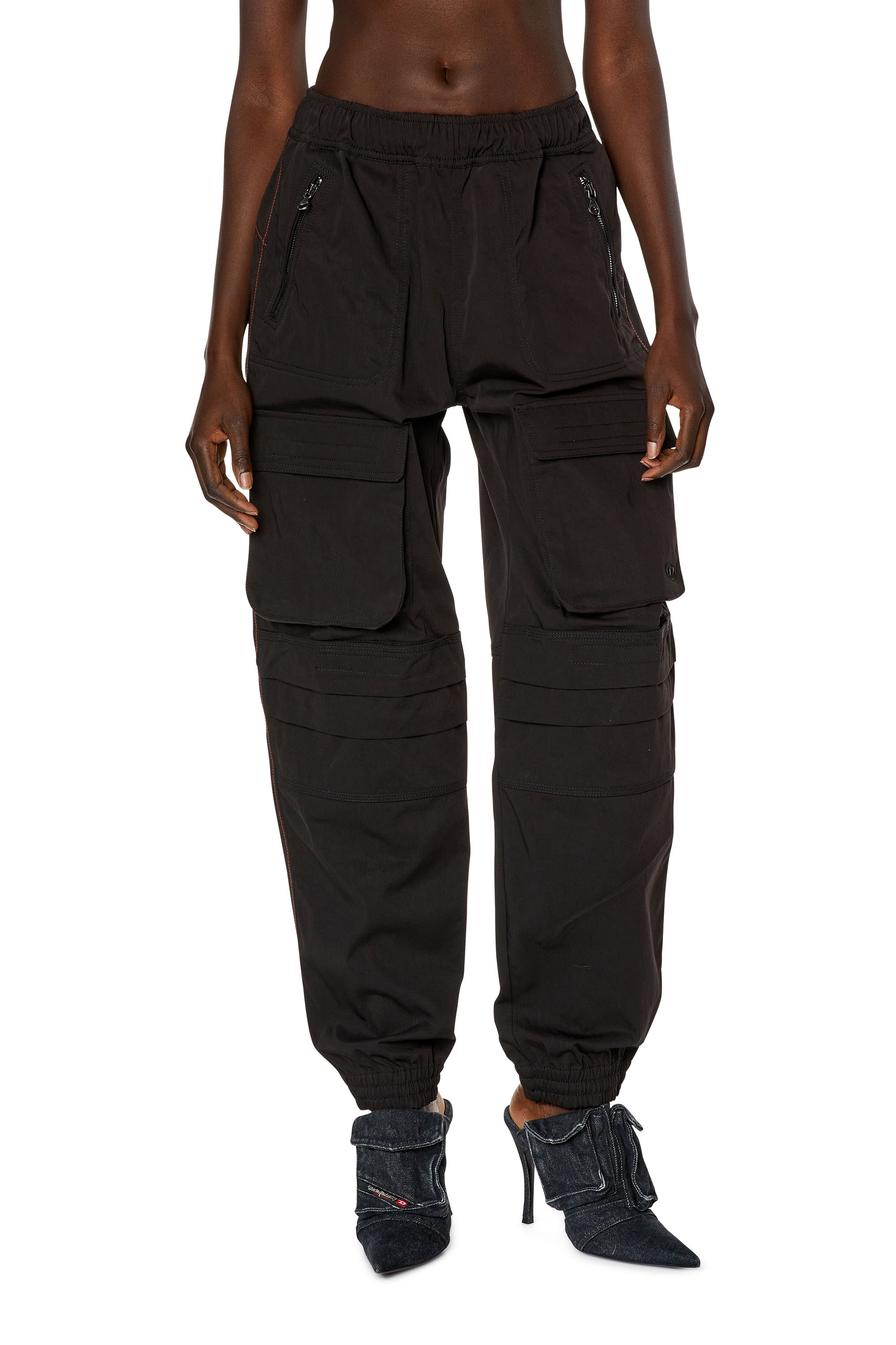 Shop Diesel Cargo Pants In Nylon Twill In Black