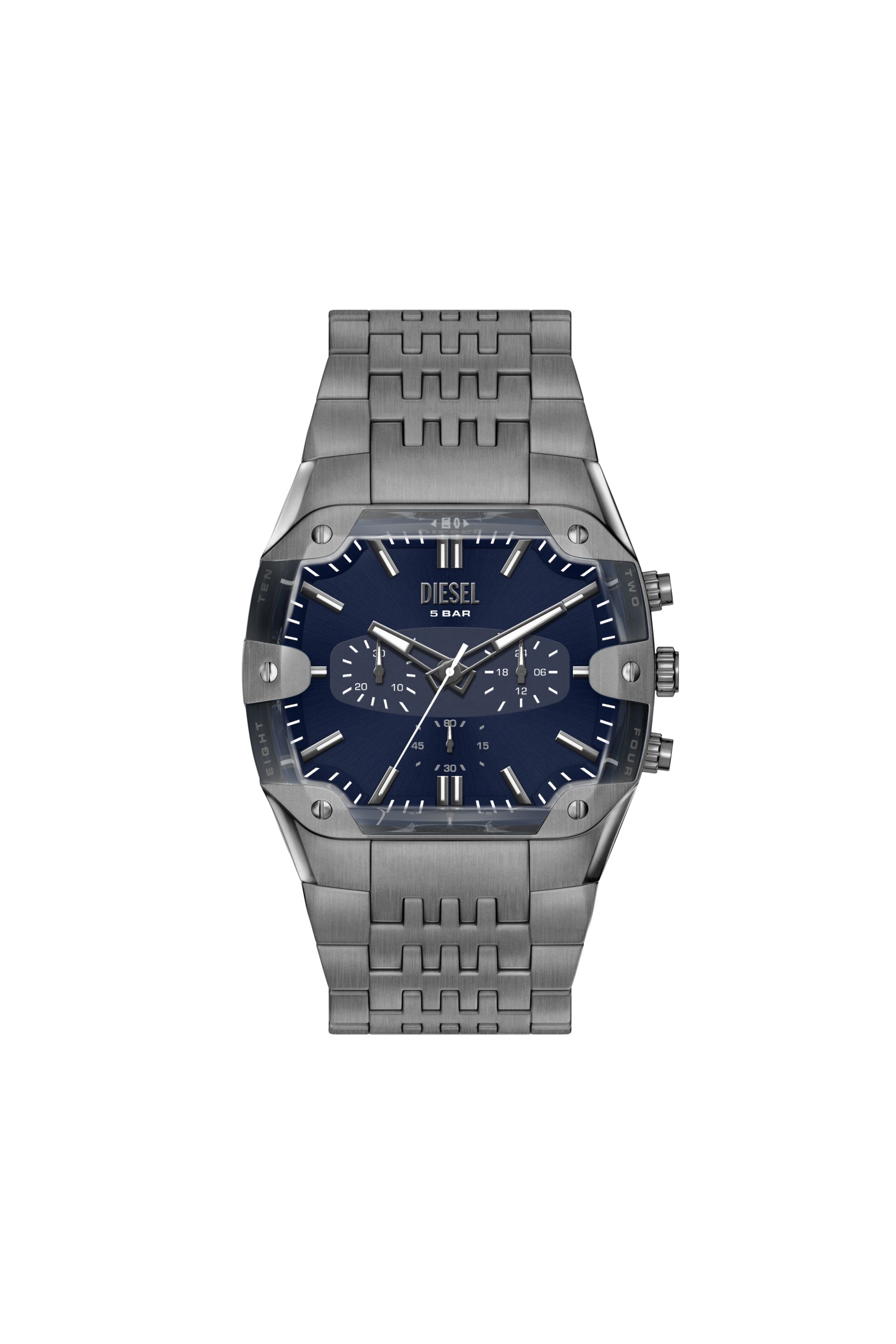 Diesel - Spiked Cushion gunmetal stainless steel watch - Timeframes - Man - Grey