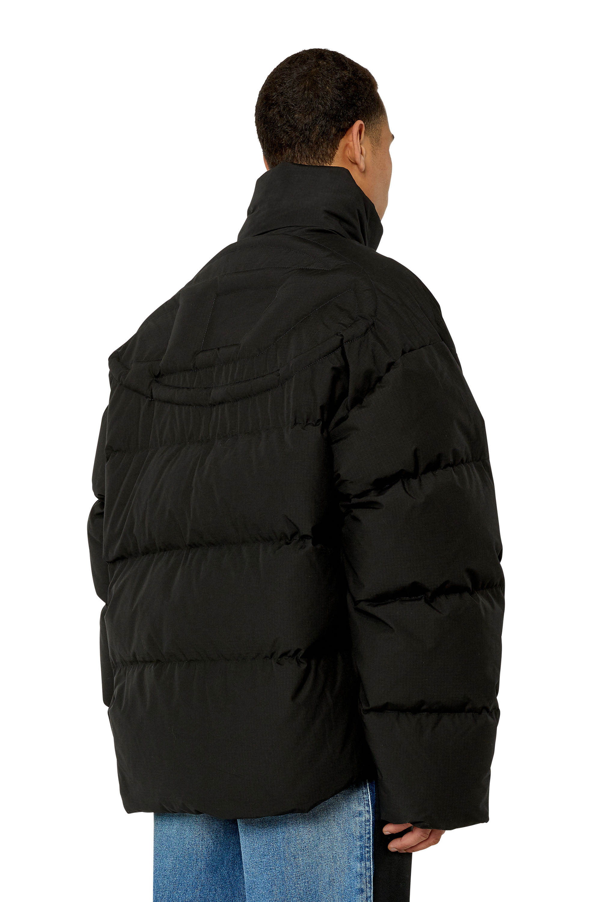 Diesel - Oversized down jacket with mega logo - Winter Jackets - Man - Black