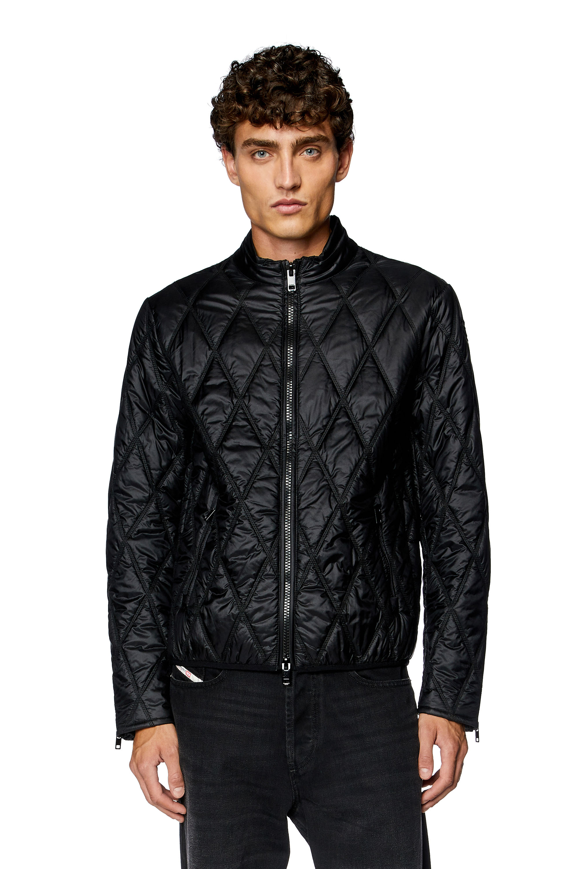 Diesel - Mock-neck jacket in quilted nylon - Winter Jackets - Man - Black