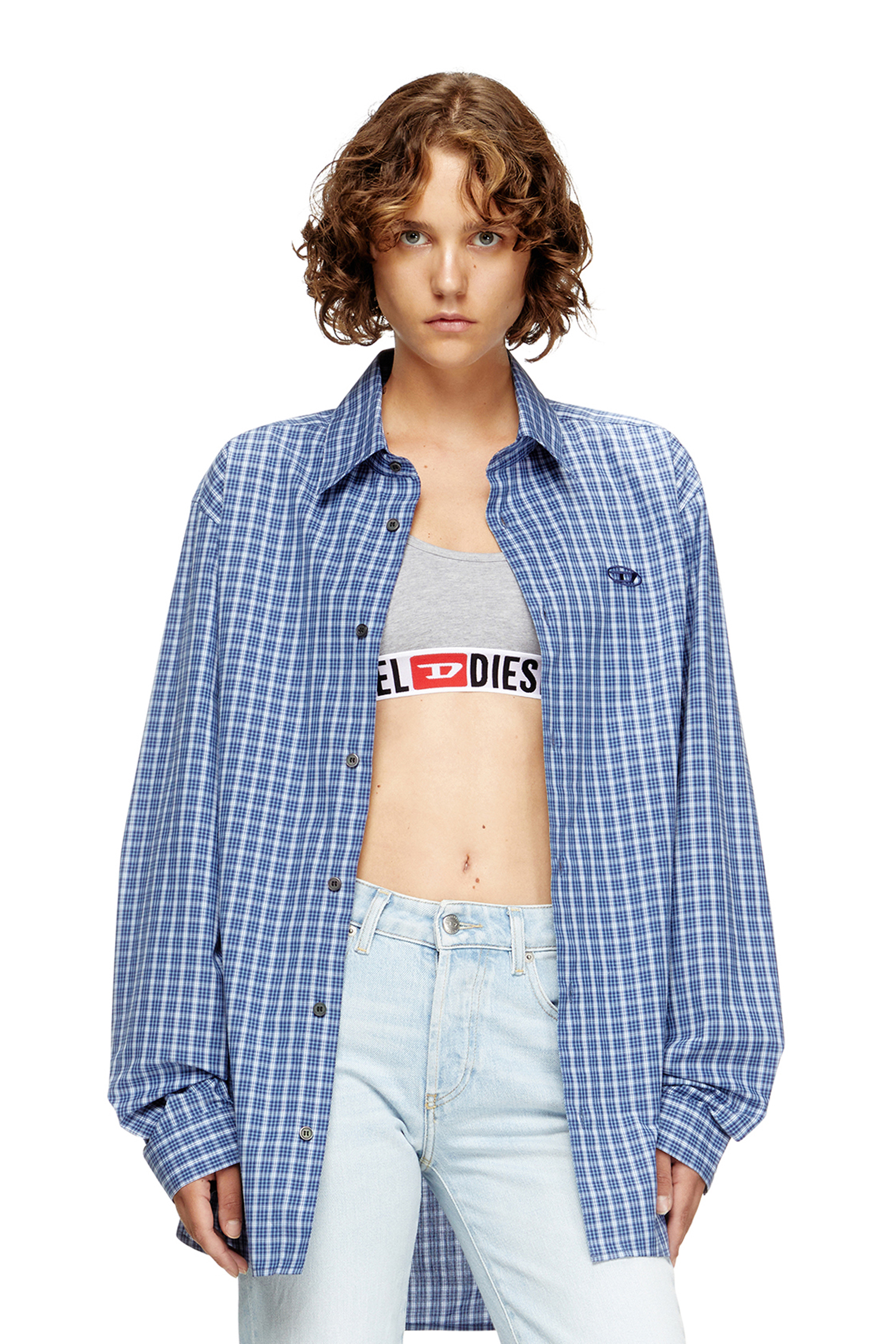 Diesel - UFSB-ORIBA, Woman's Bralette with logo band in Grey - 4