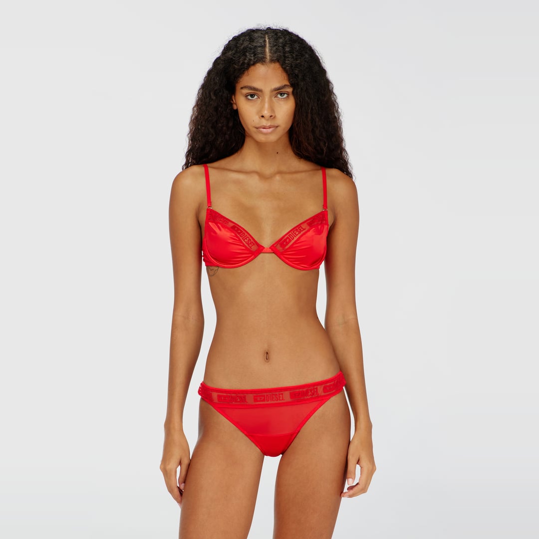 Diesel - Bra in stretch satin with logo mesh trim - Bras - Woman