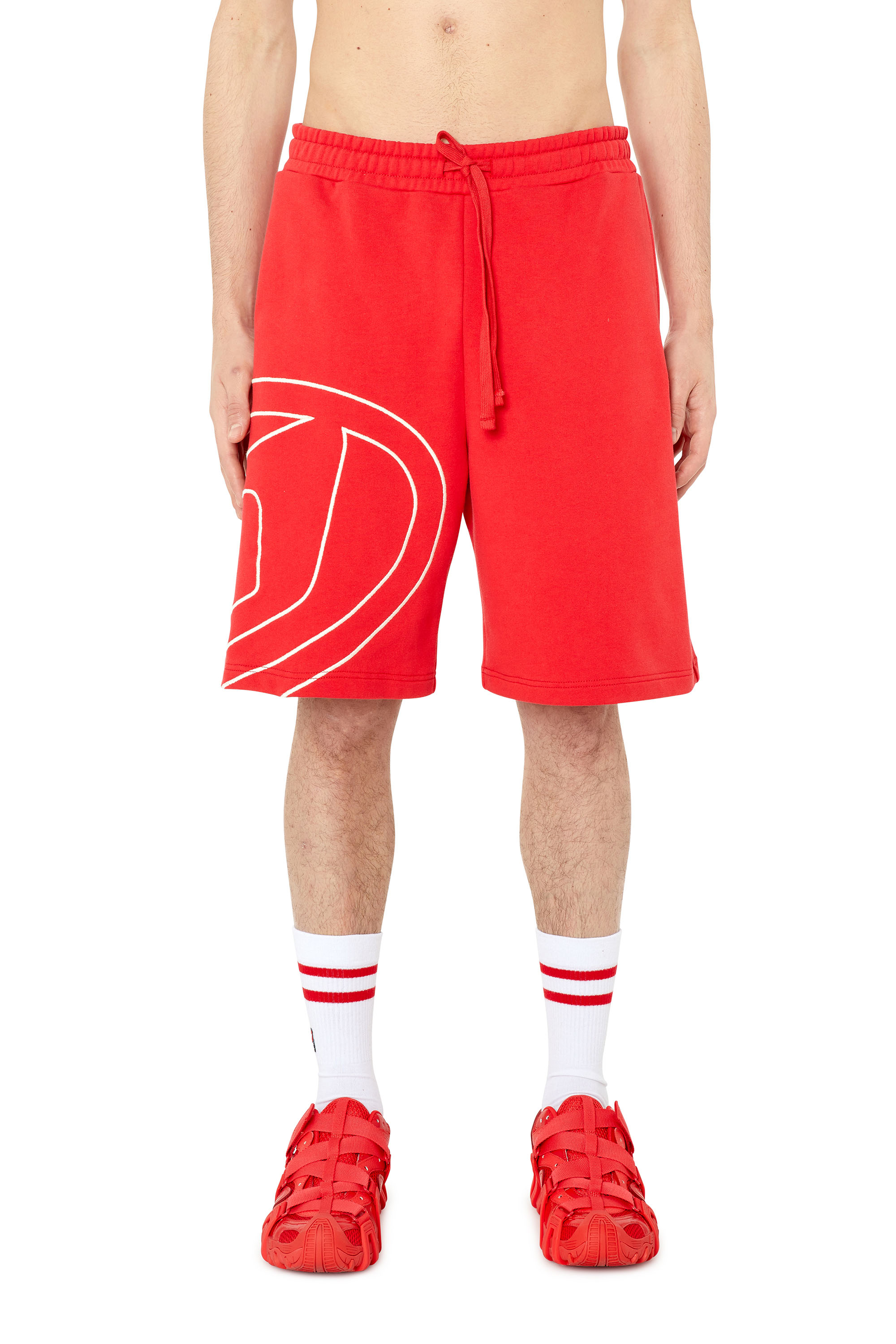 Diesel - Sweat shorts with maxi D logo - Shorts - Man - Red