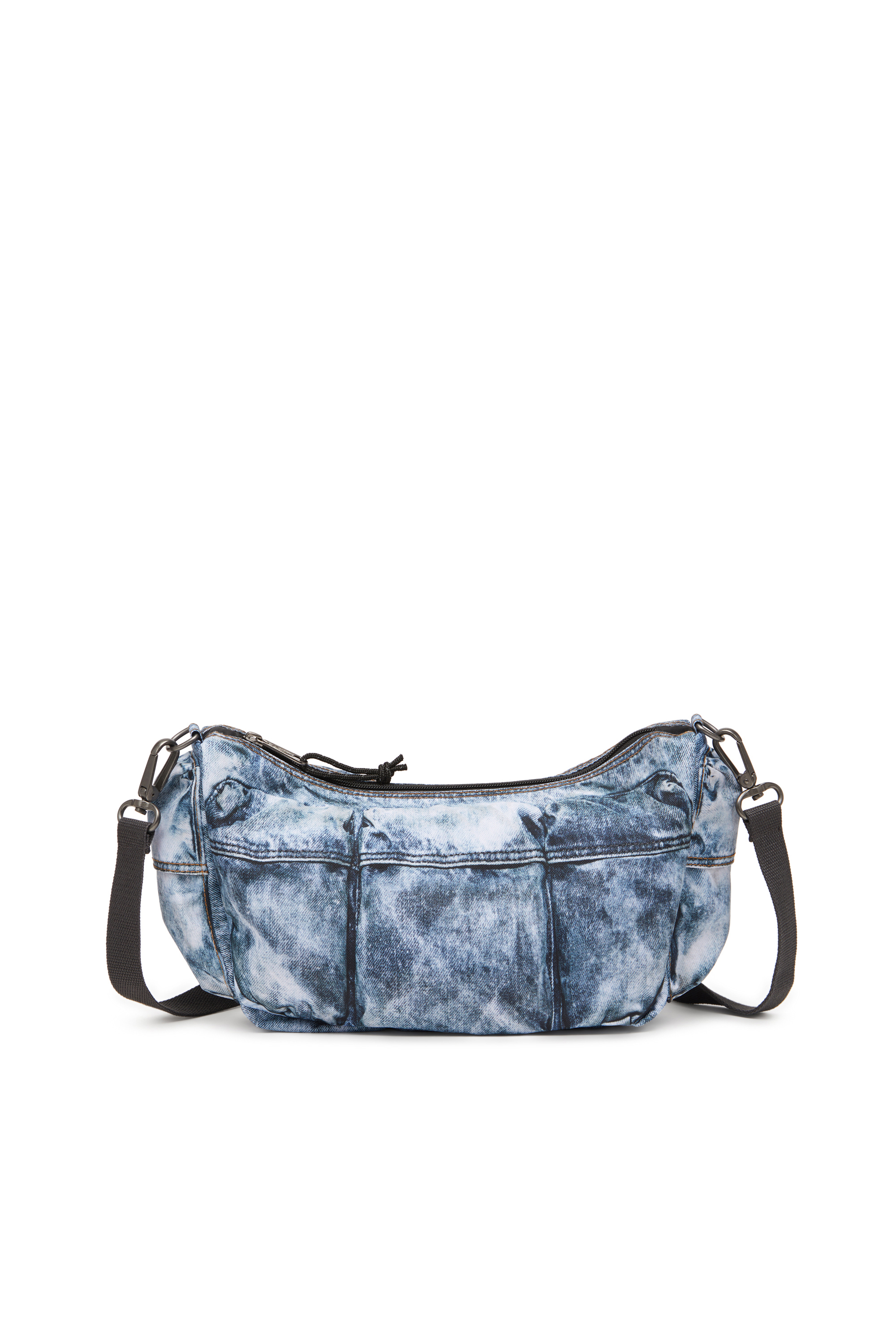 Diesel - DIESEL SHOULDER BAG, Unisex's Multipocket bag in trompe l'oeil denim in Blue - 3