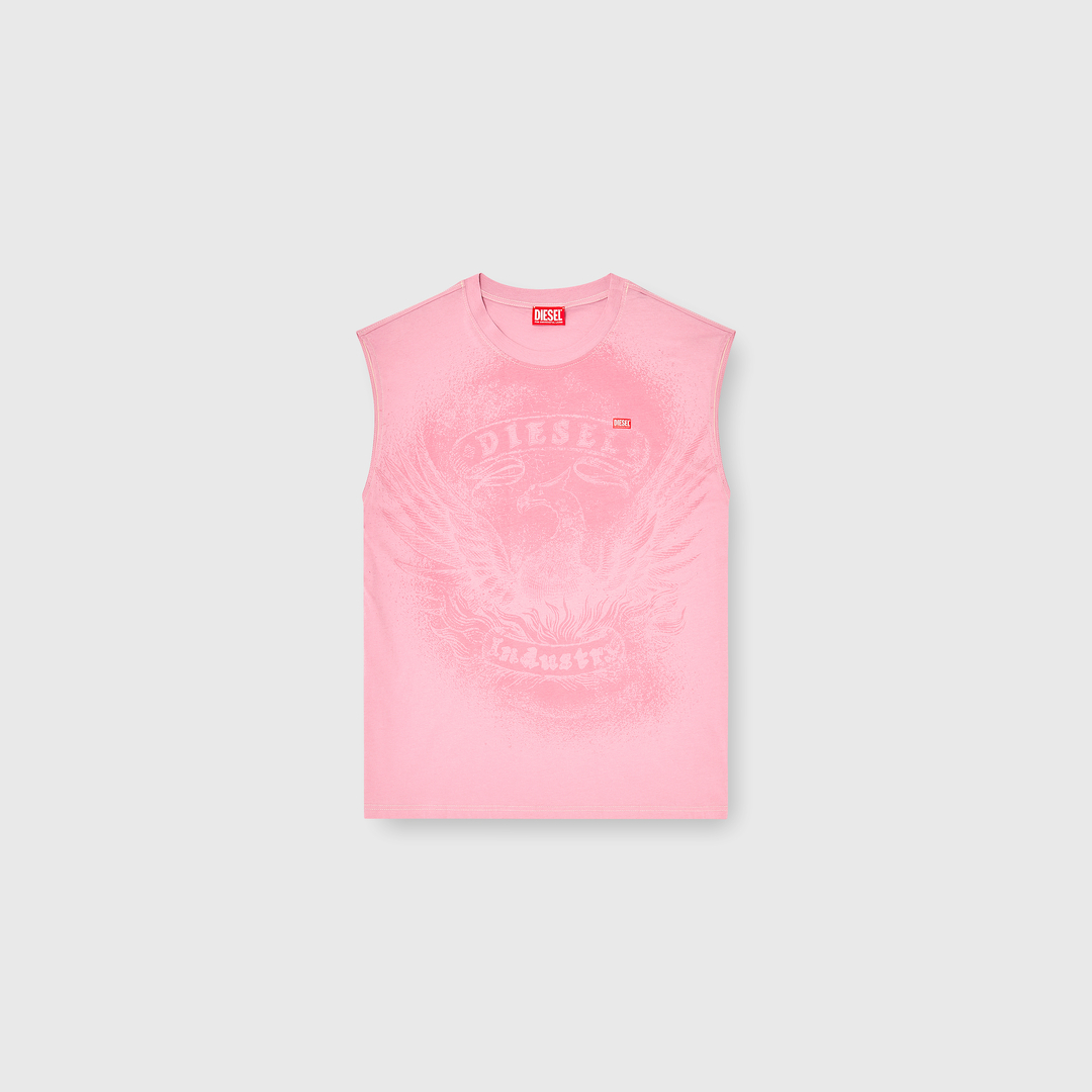 Diesel - Débardeur en coton avec motif ton sur ton - T-Shirts - Homme - Rose