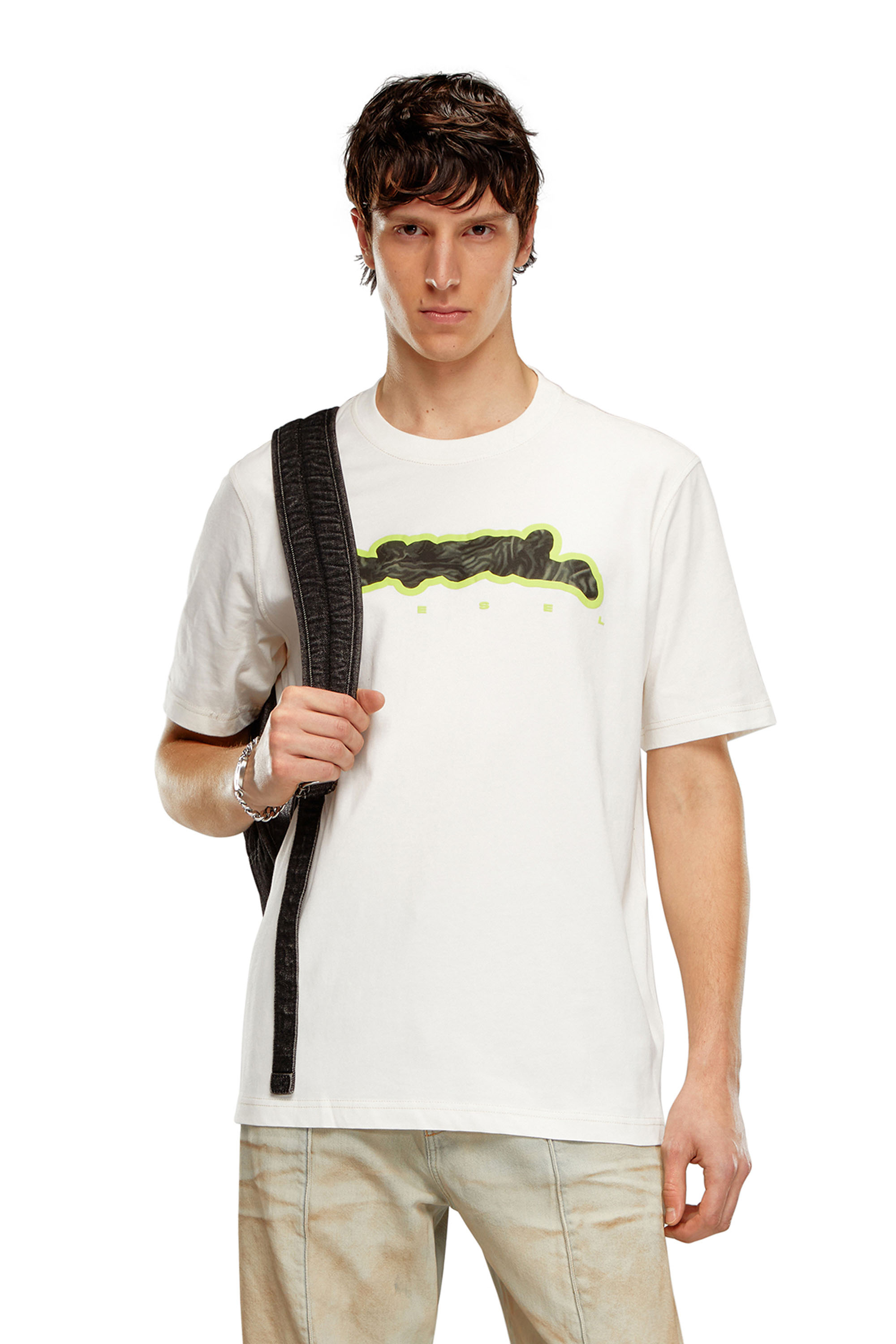 Diesel - Camiseta con motivo de camuflaje de cebra - Camisetas - Hombre - Blanco