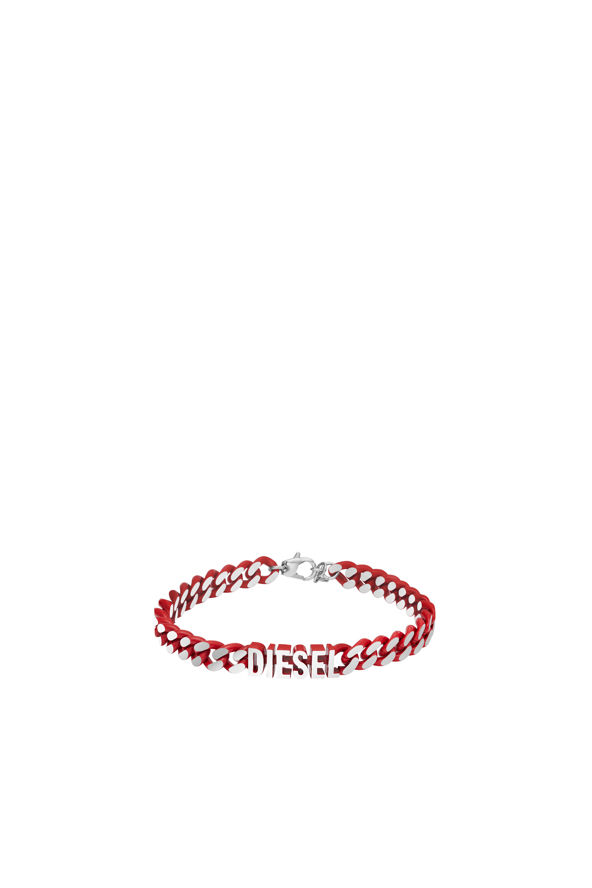Diesel - Red Stainless Steel Chain Bracelet - Braccialetti - Unisex - Rosso