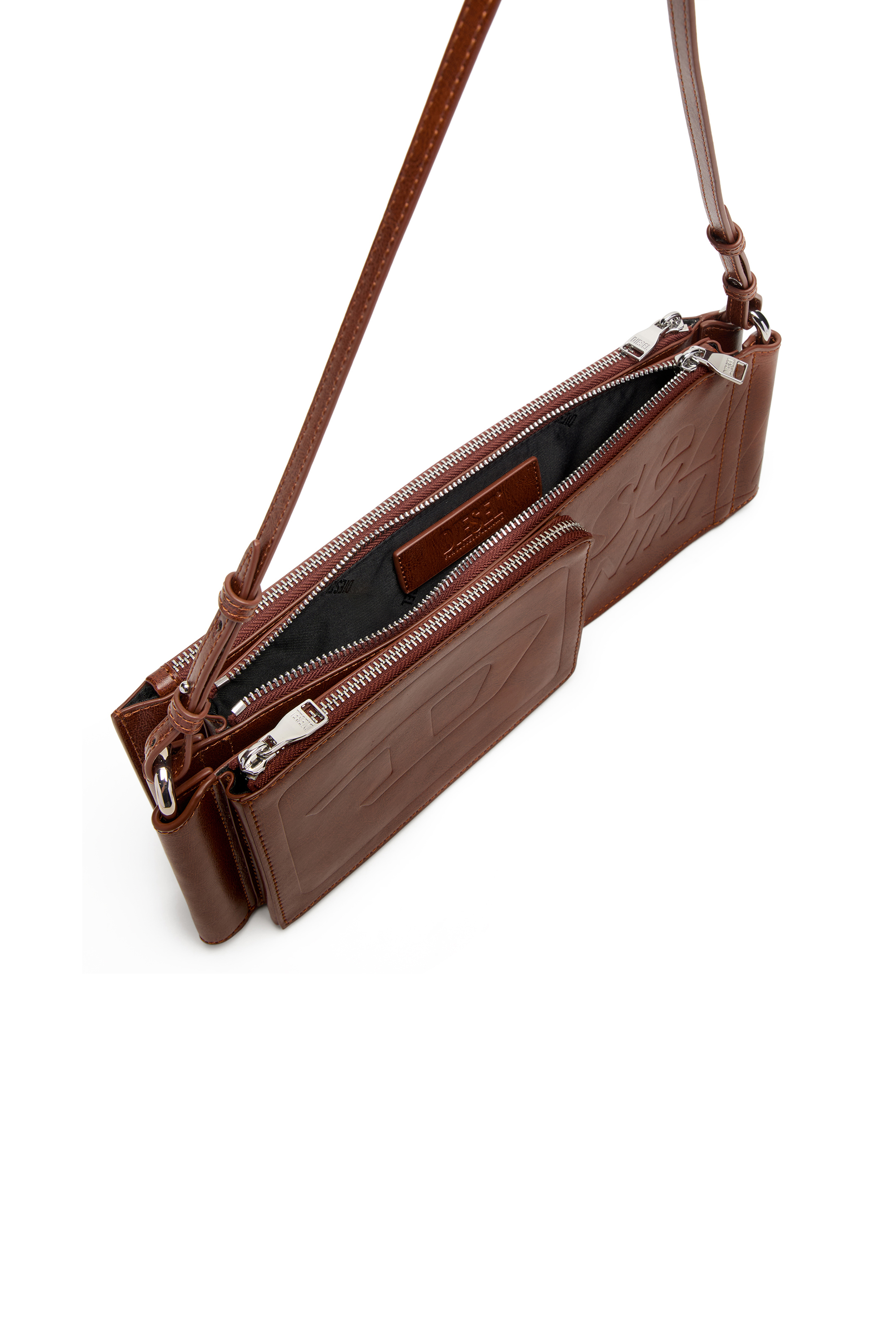 Diesel - FLAG-D SHOULDER BAG X, Unisex's Flag-D-Modular logo-embossed shoulder bag in Brown - 4