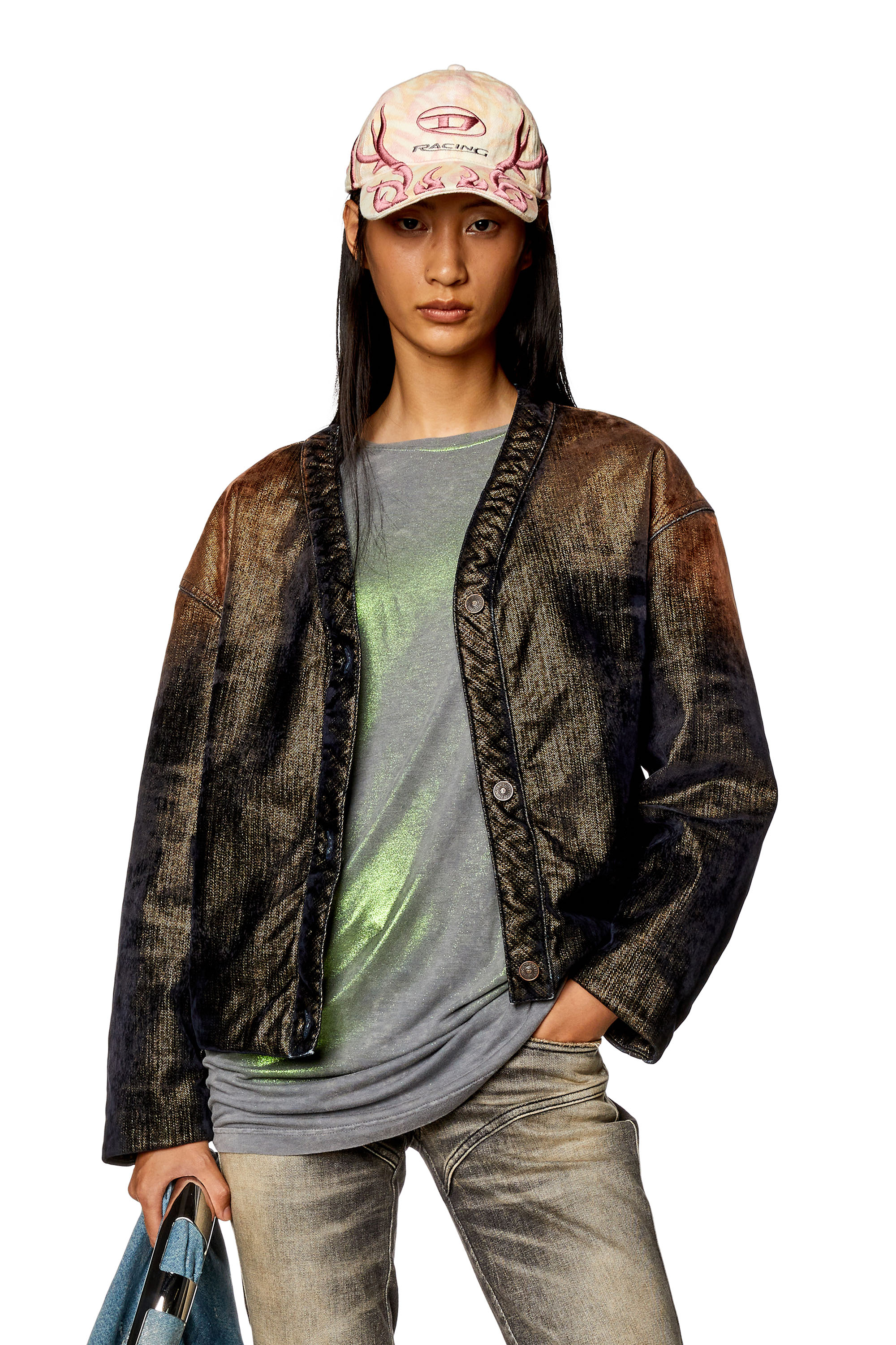 Diesel - Jacket in shimmery denim - Denim Jackets - Woman - Multicolor