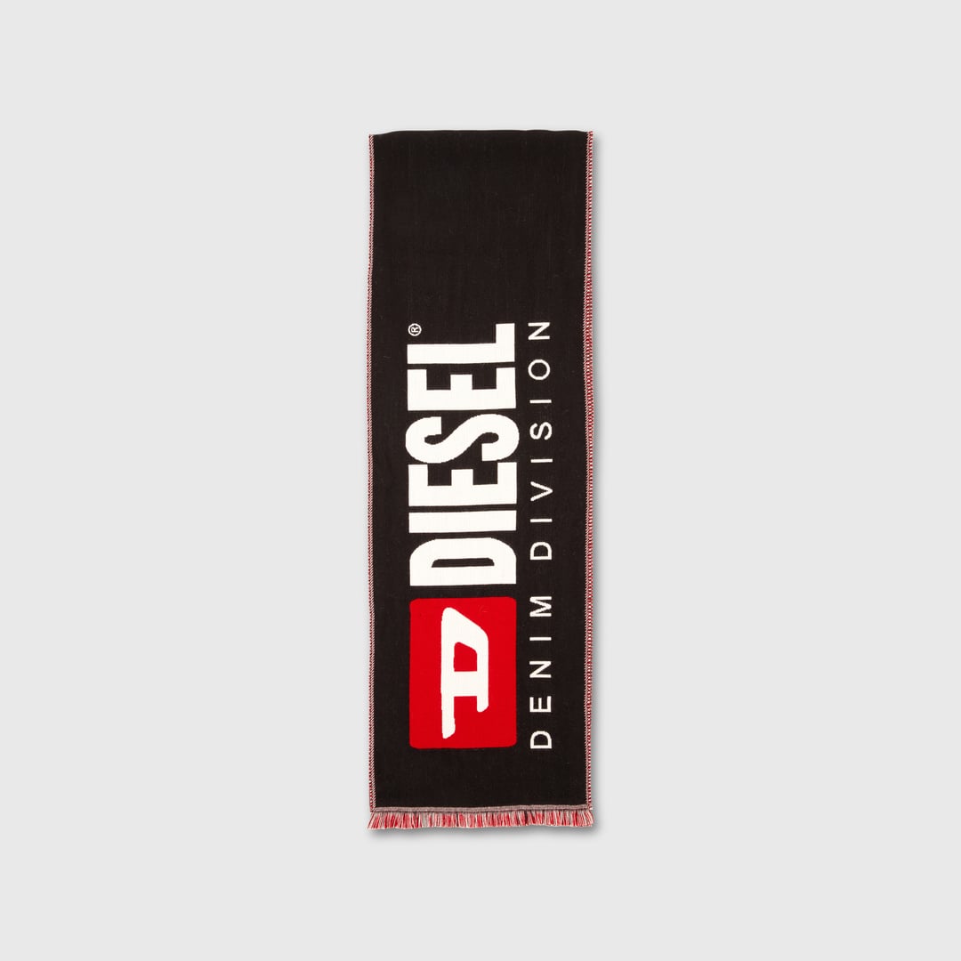 Diesel - Wool-blend scarf with maxi jacquard logo - Scarf - Man - Multicolor