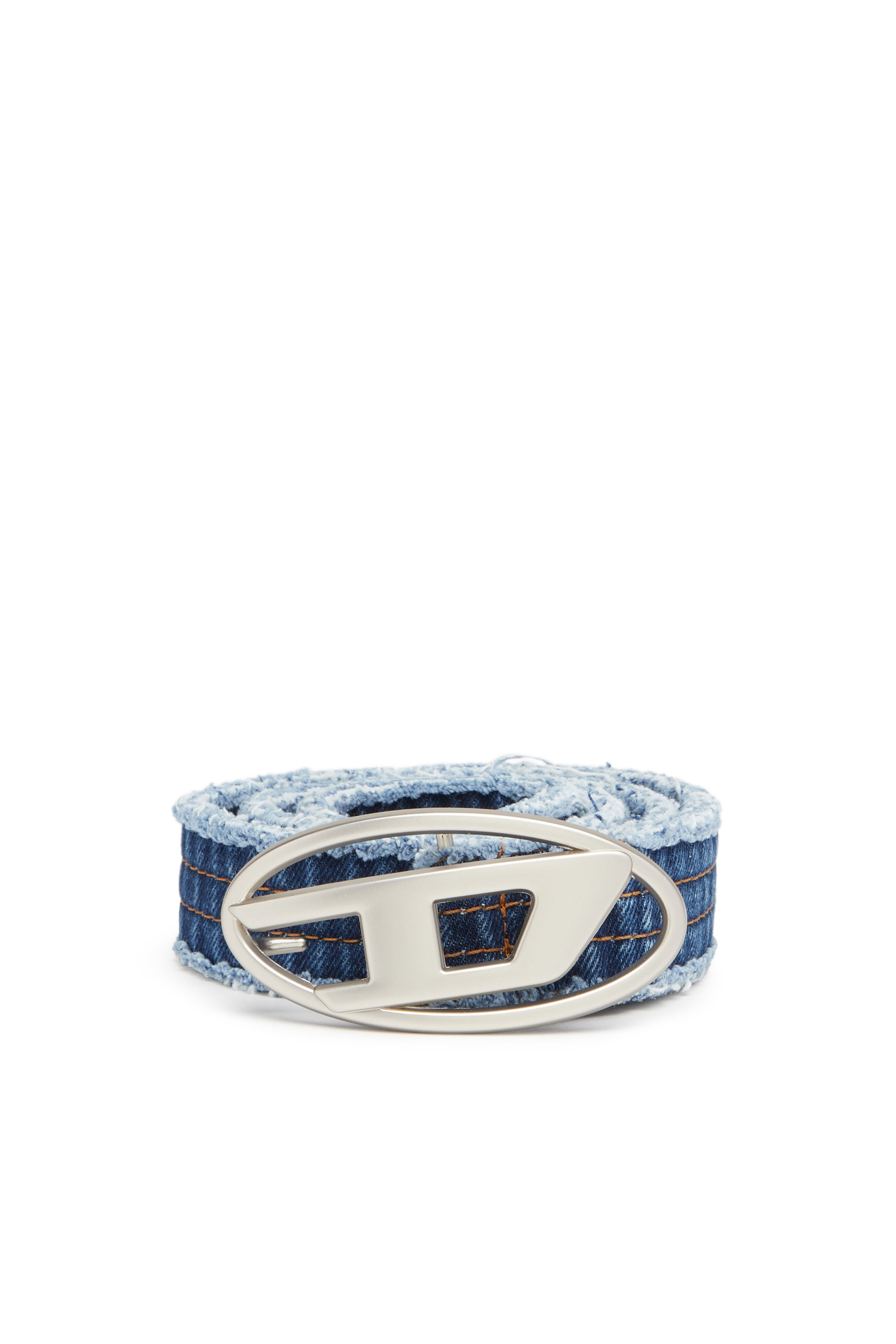 Diesel - Denim belt with oval D buckle - Belts - Woman - Blue