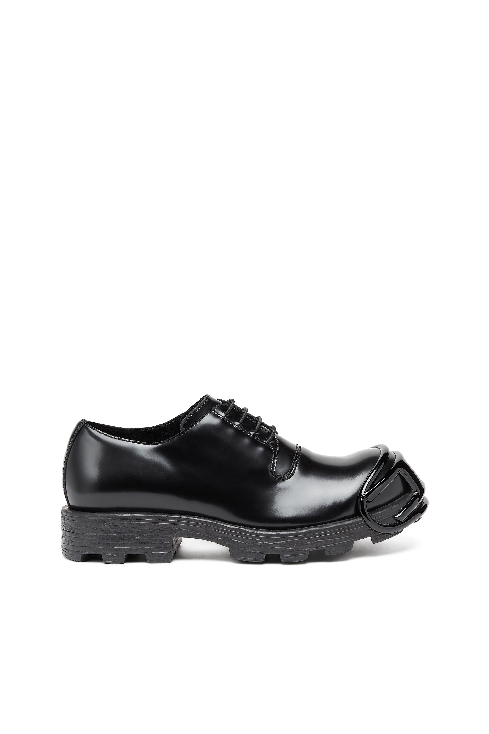 Diesel Homem Preto - D-Hammer-Leather Lace-Up Shoes With Oval D Toe Cap - Lace Ups And Clogs - Man Tamanho 45