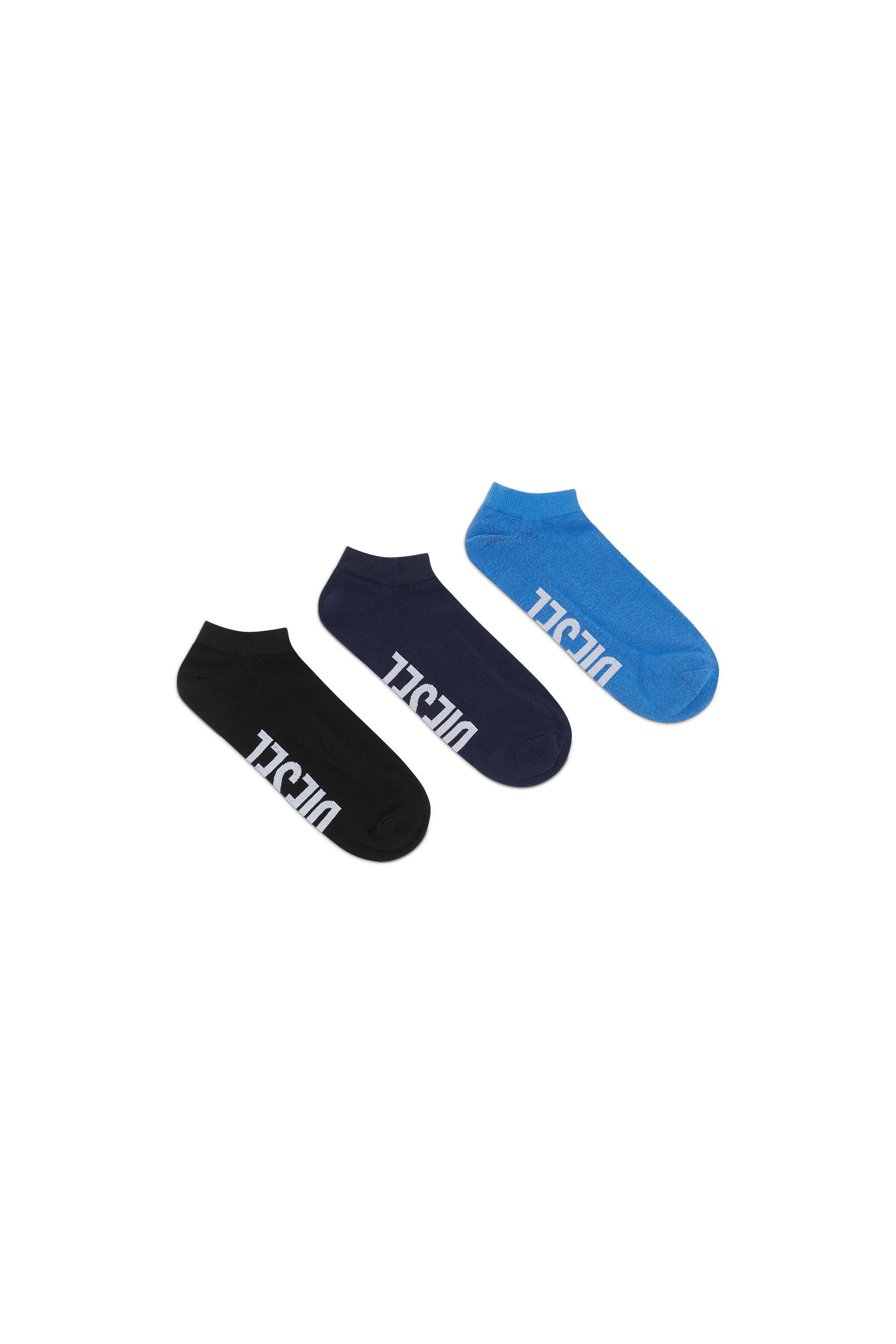 Diesel Three-pack Low-cut Logo Socks In Multicolor