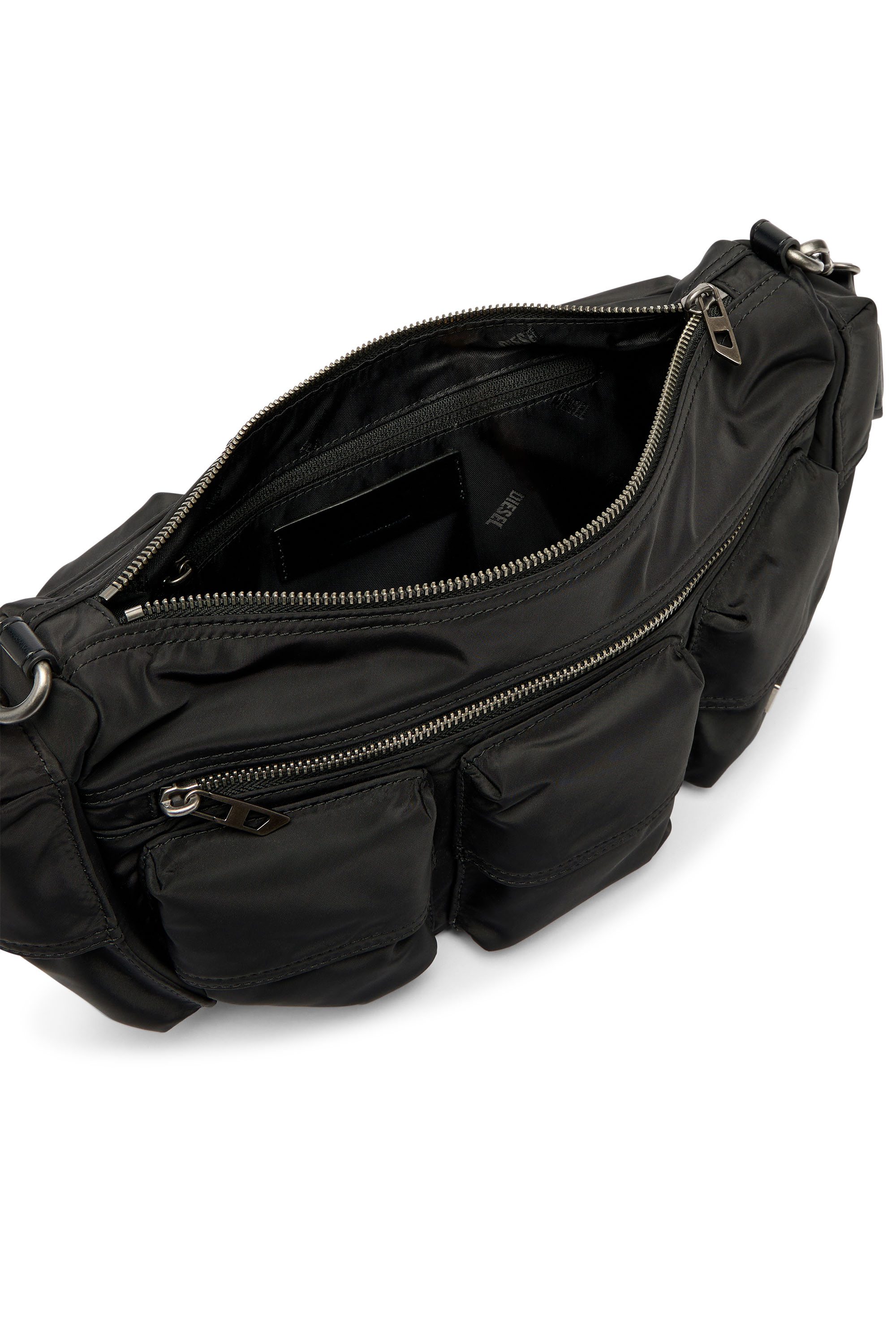 Diesel - MULTI-PKTS SHOULDER BAG X, Unisex's Multi-Pkts-Multipocket bag in utilitarian shell in Black - 4