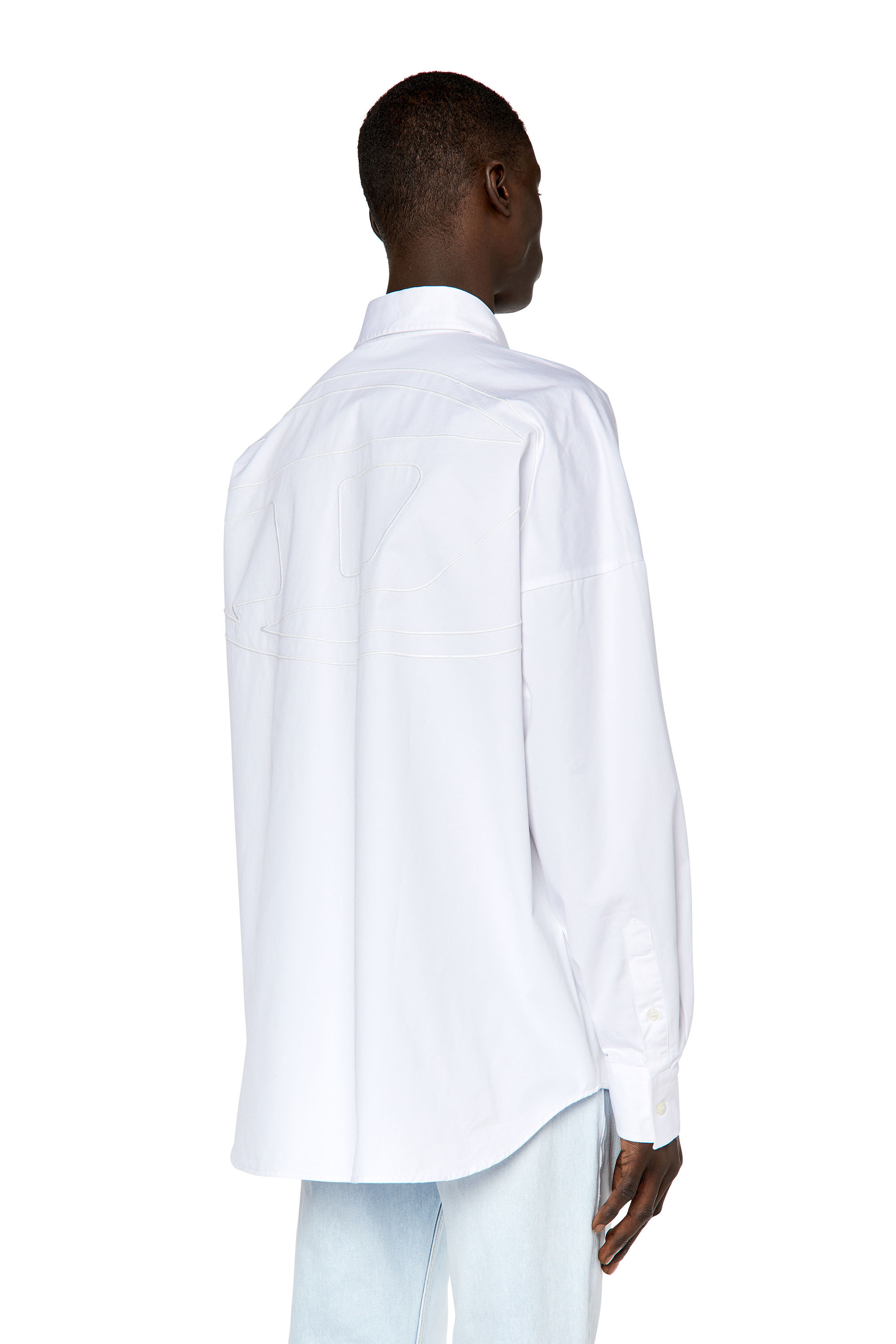 Diesel - Chemise avec maxi logo brodé - Chemises - Homme - Blanc
