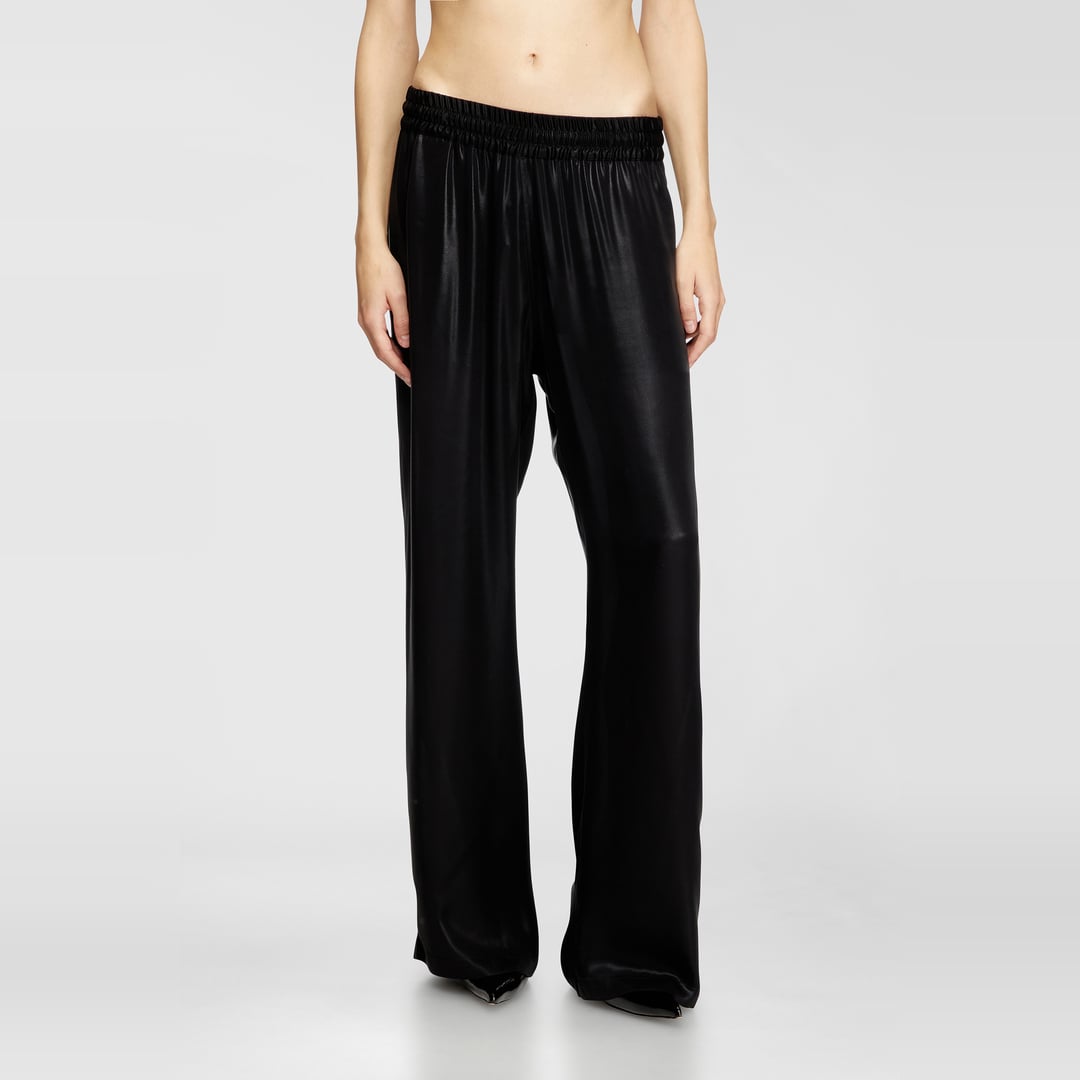 Diesel - Pantalon de survêtement en satin - Pantalons - Femme - Noir