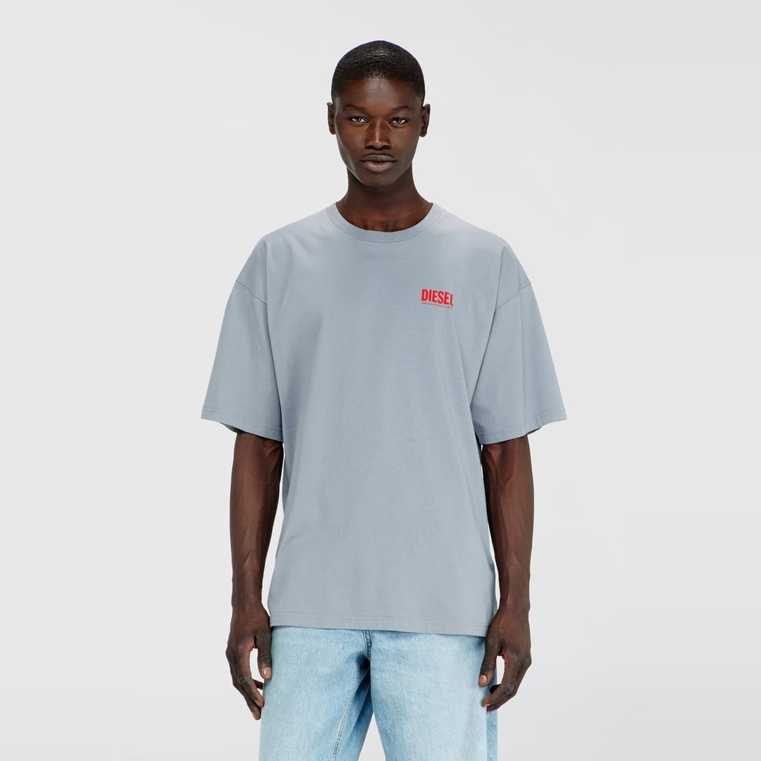 Diesel - Cotton T-shirt with Diesel Biscotto print - T-Shirts - Man - Grey