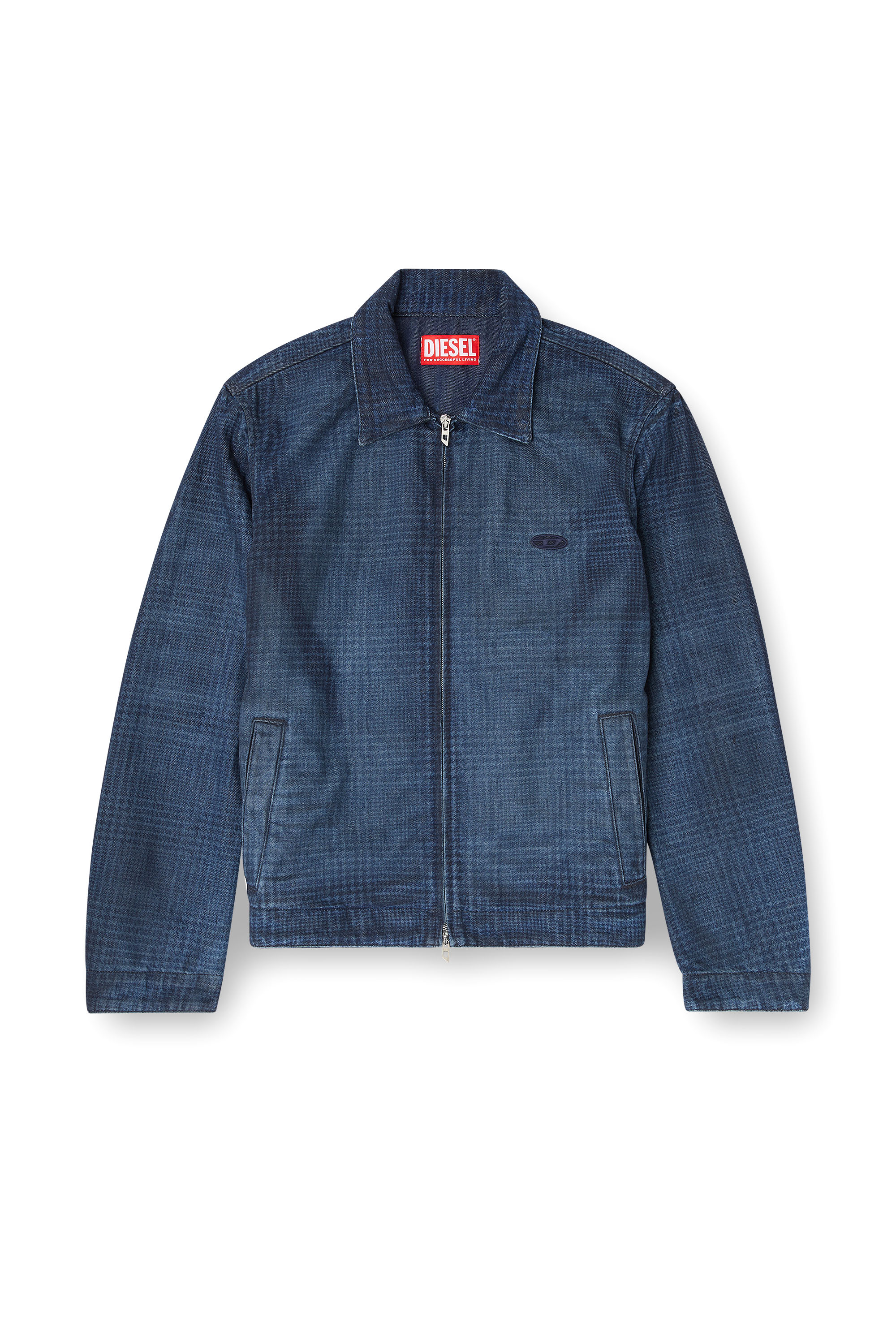 Diesel - D-ROHEEN-S, Man's Jacket in Prince of Wales denim in Dark Blue - 3