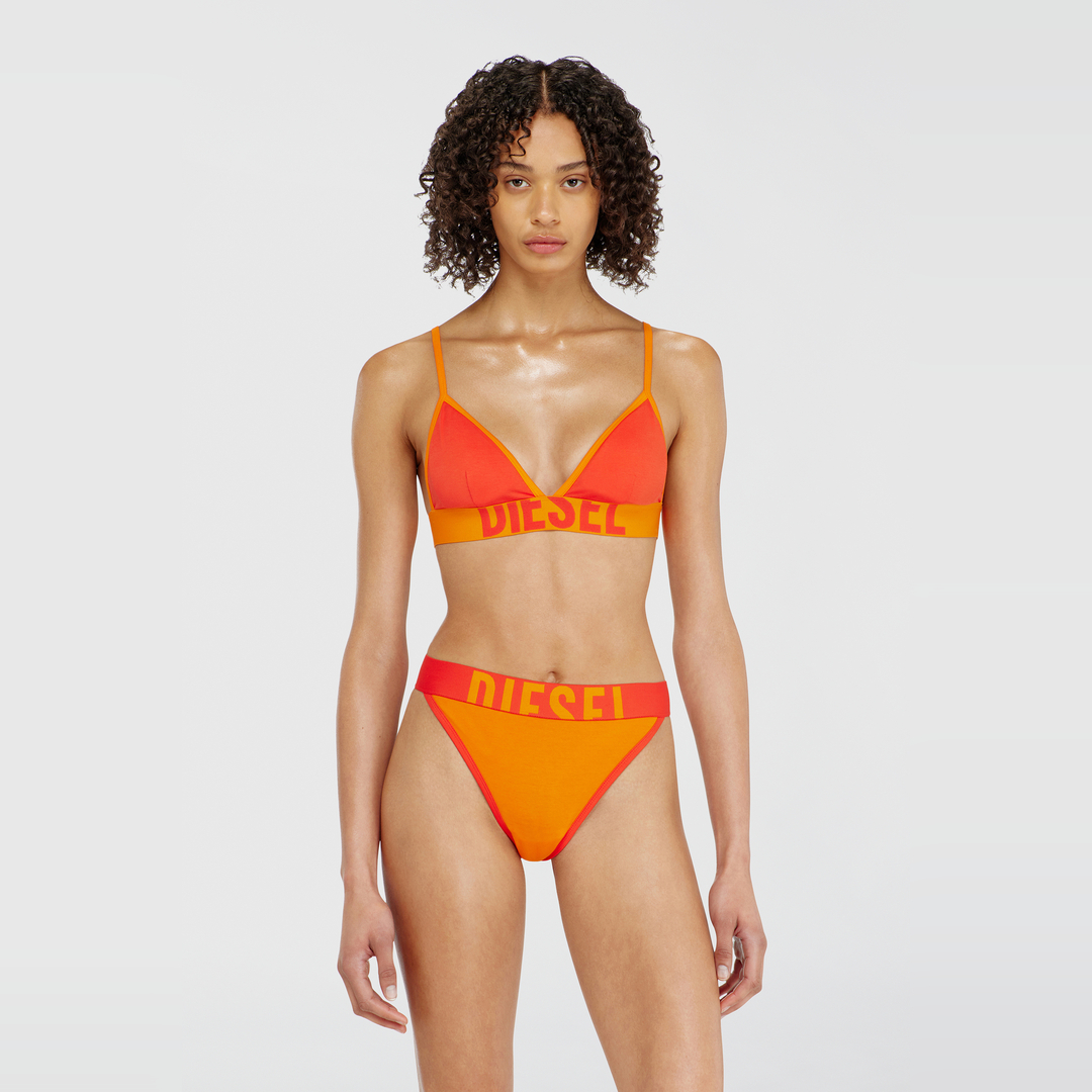 Diesel - Soutien-gorge triangle en coton bicolore - Soutiens-gorge - Femme - Orange