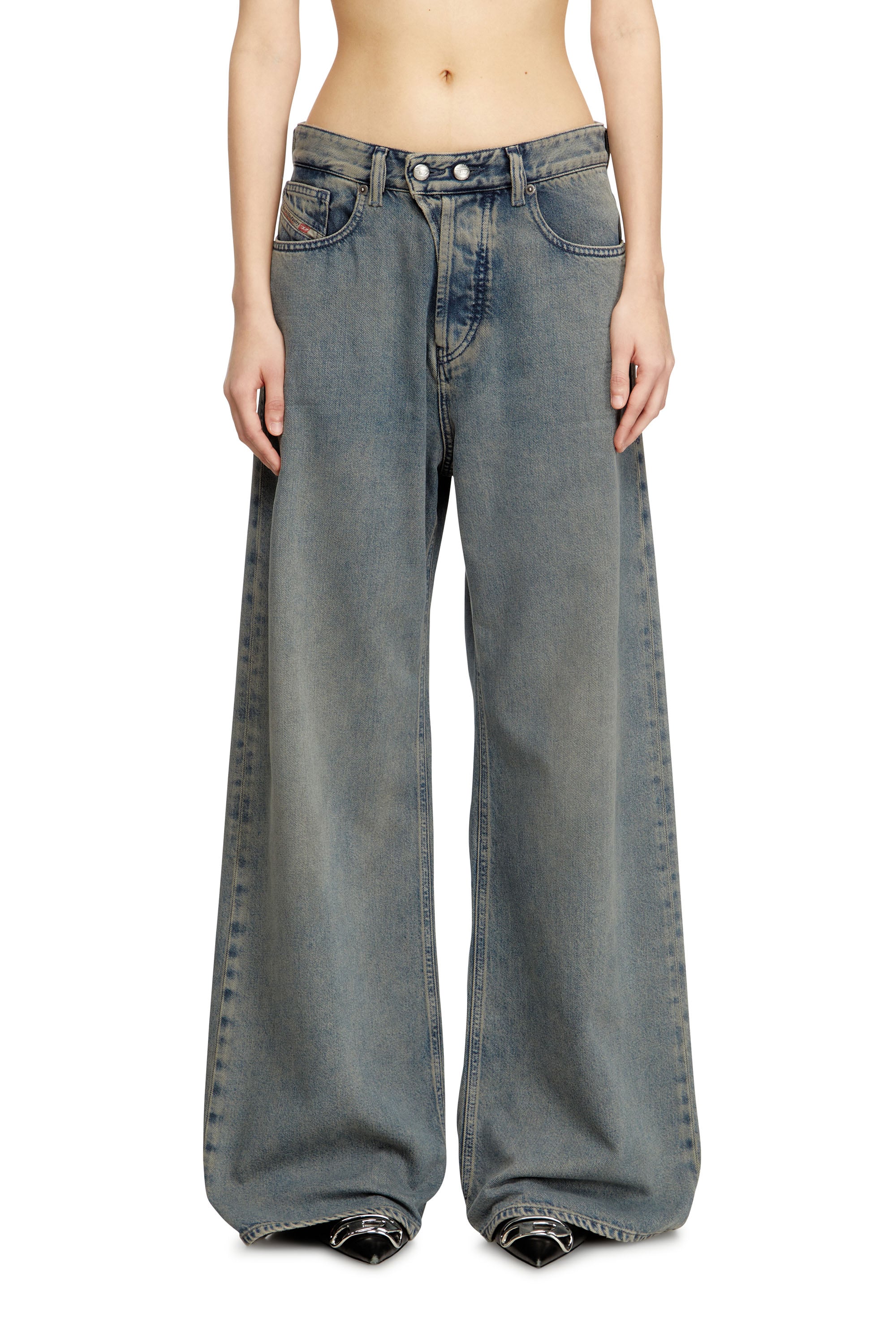 Diesel Relaxed Jeans Low Waist 1996 D-Sire, Medium blue, Button fly