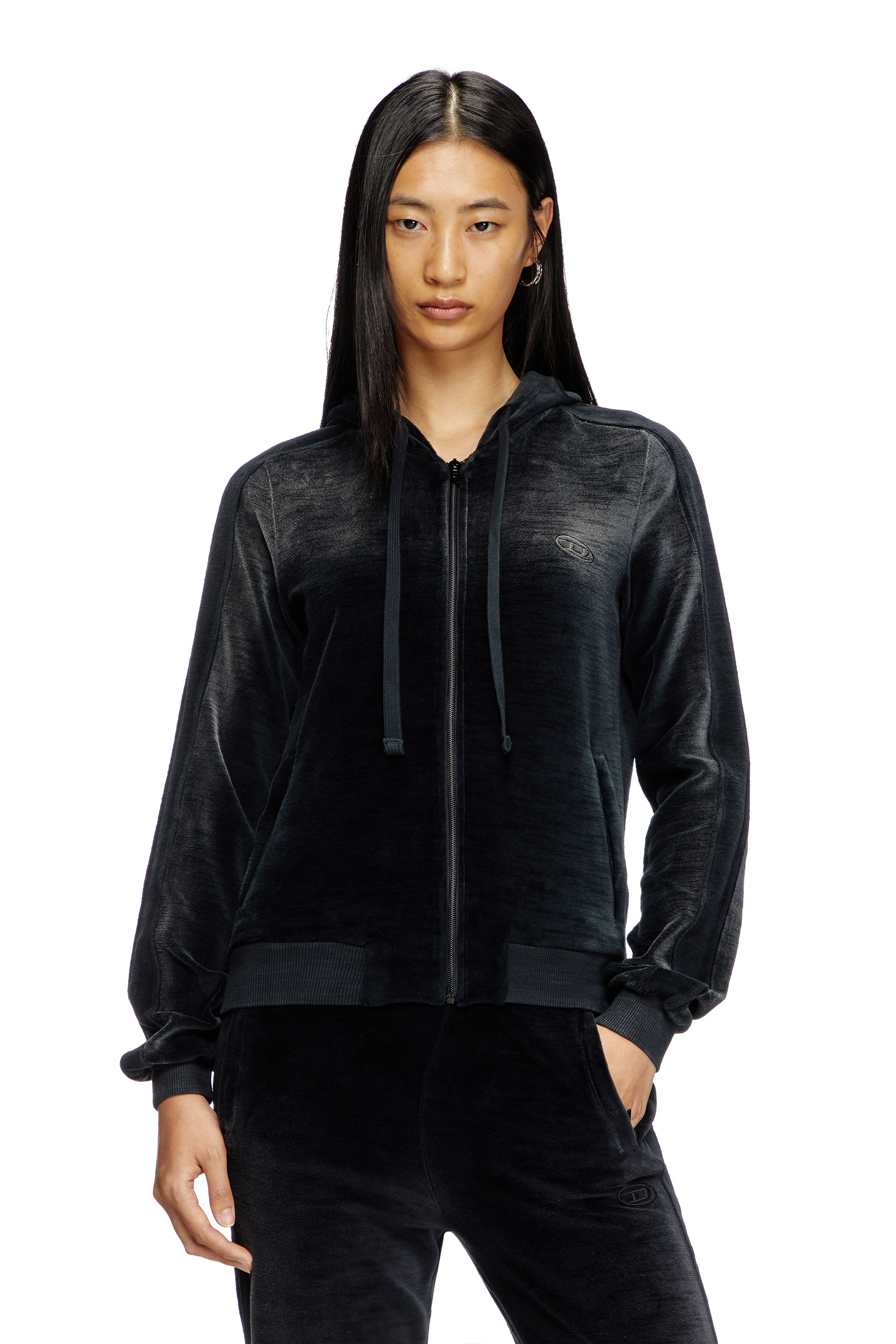 DIESEL ZIP-UP HOODIE IN FADED CHENILLE