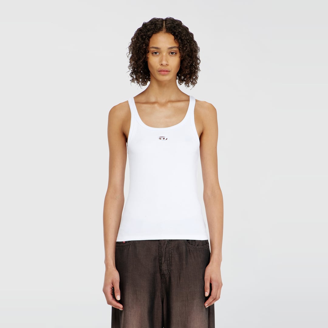 Diesel - Slim tank top with laser-cut Oval D - T-Shirts - Woman - White