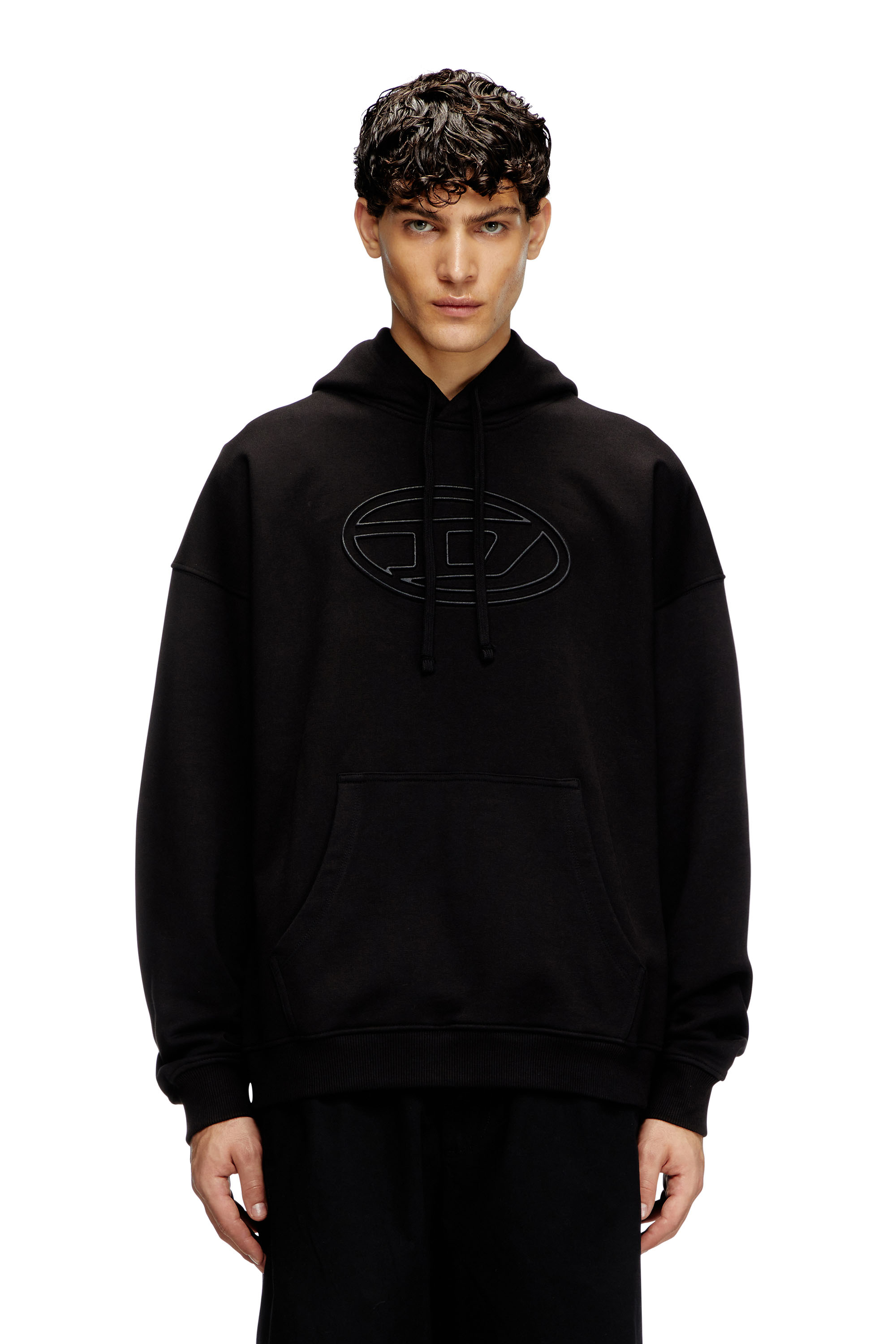 Diesel - Hoodie with embossed Oval D - Sweaters - Man - Black