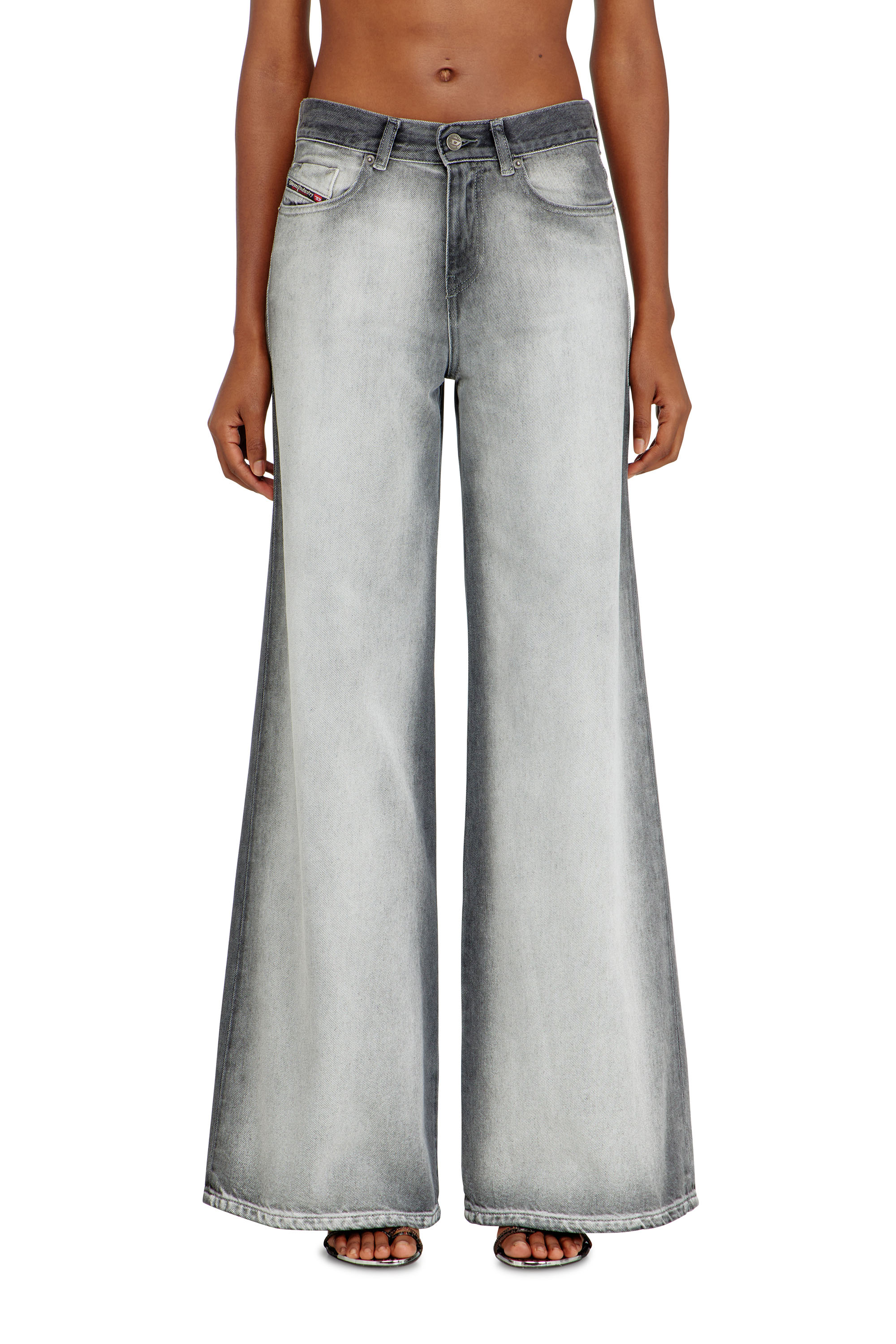 Diesel Damen Grau Flare Jeans Regular Waist 1978 D-Akemi,, Reißverschluss Größe 27