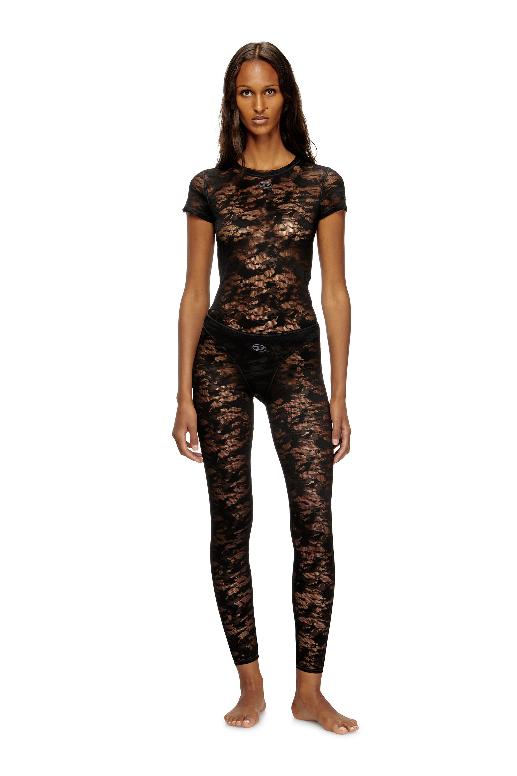 Diesel - CLAIRE-UTLT, Woman's Camo lace leggings in Black - 2