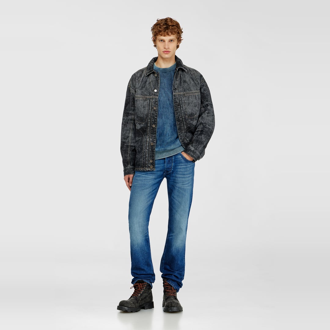 Diesel - Denim-look jumper with patch effects - Knitwear - Man - Blue